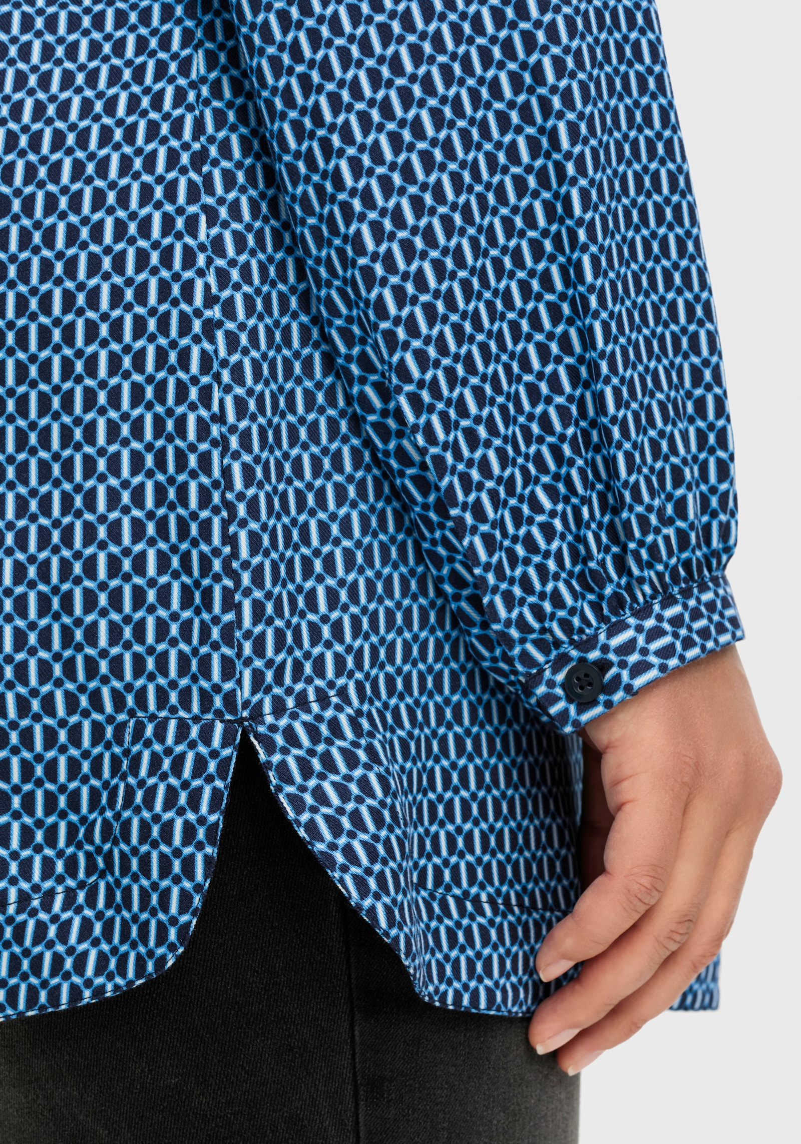 sheego Tunika mit Minimal-Druck, Longform - tiefblau-gemustert