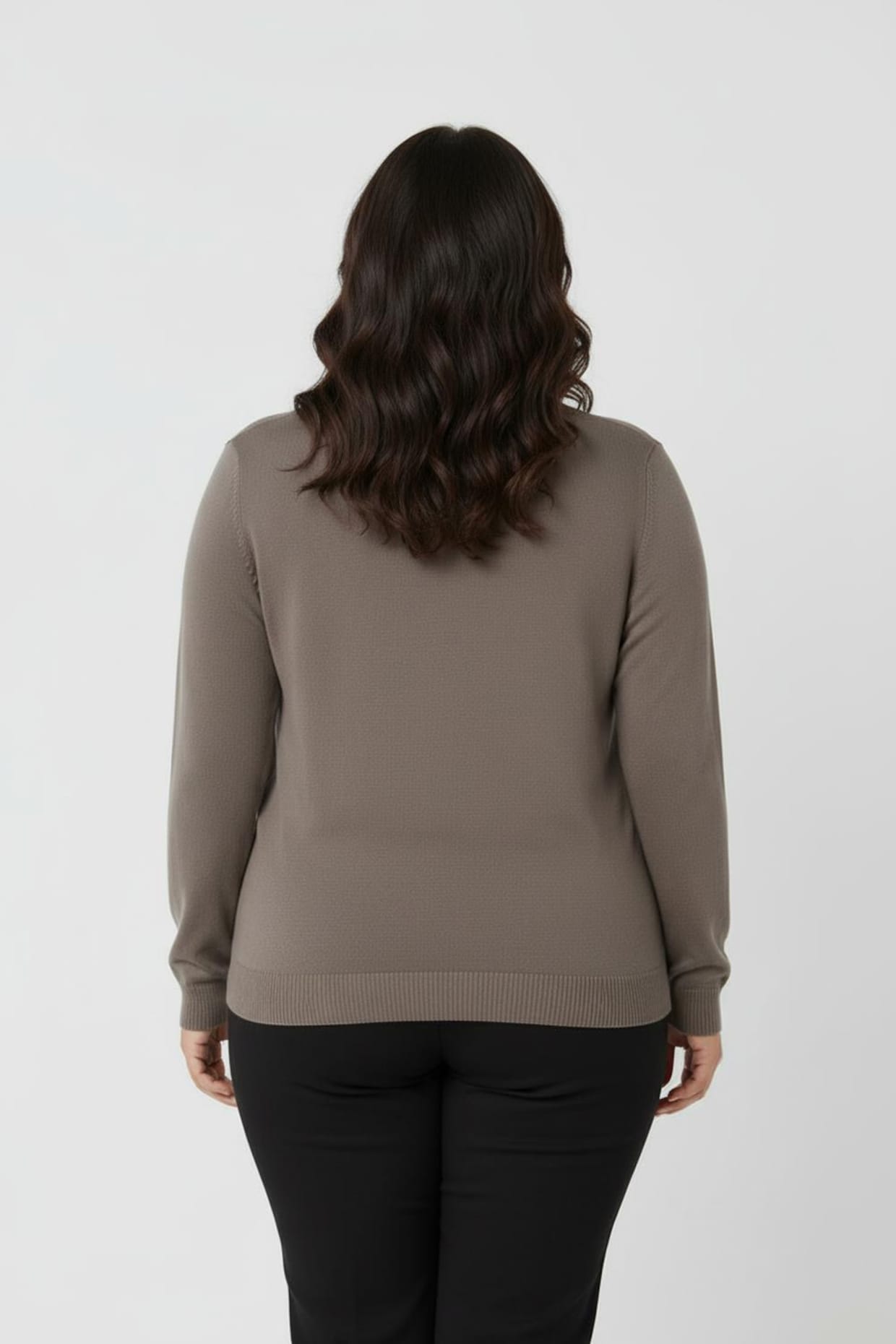 Langarm-Pullover aus reiner Baumwolle - taupe