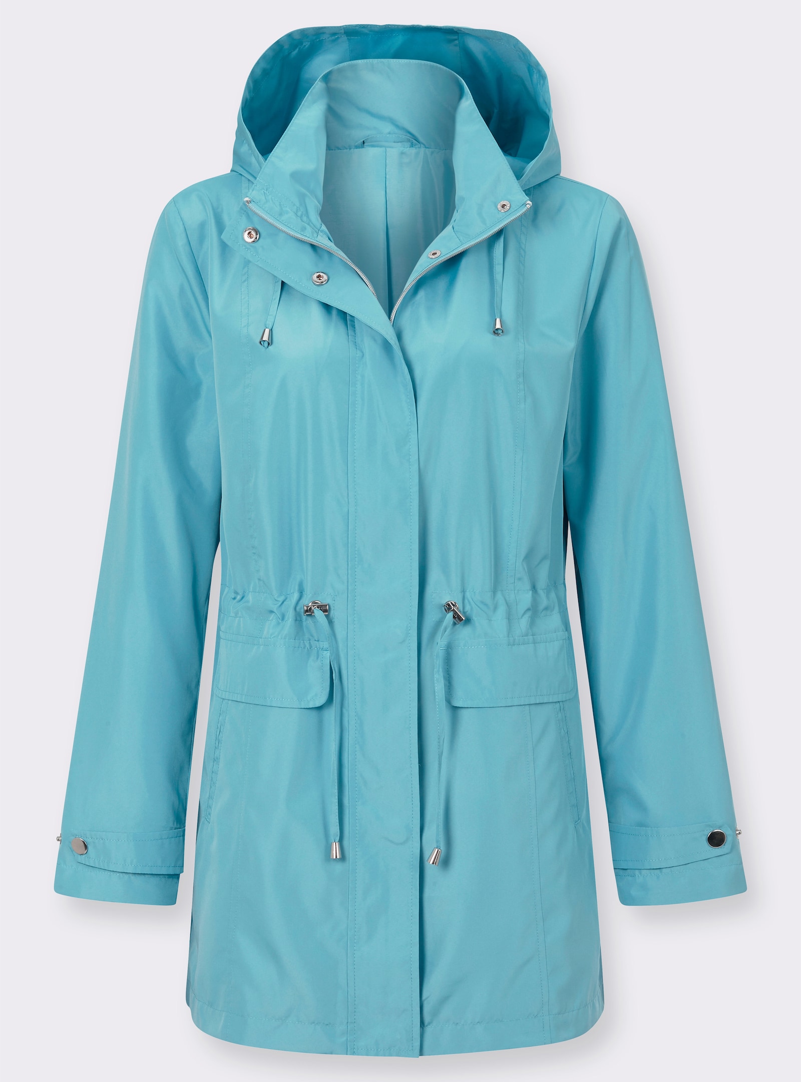 Jacka med reglerbar huva och midja - aquamarin
