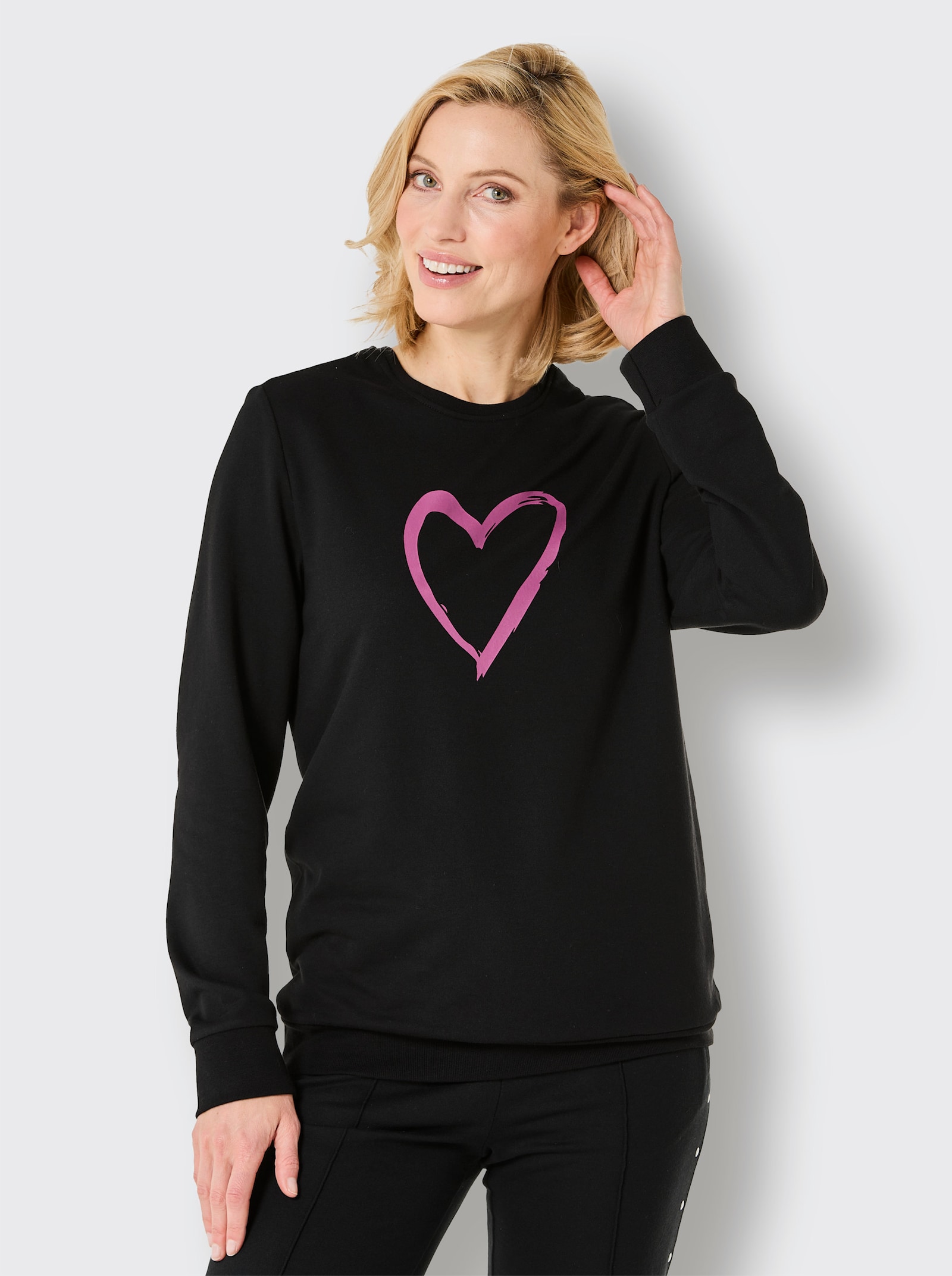 Catamaran Sports Sweatshirt met hartprint - zwart/magenta