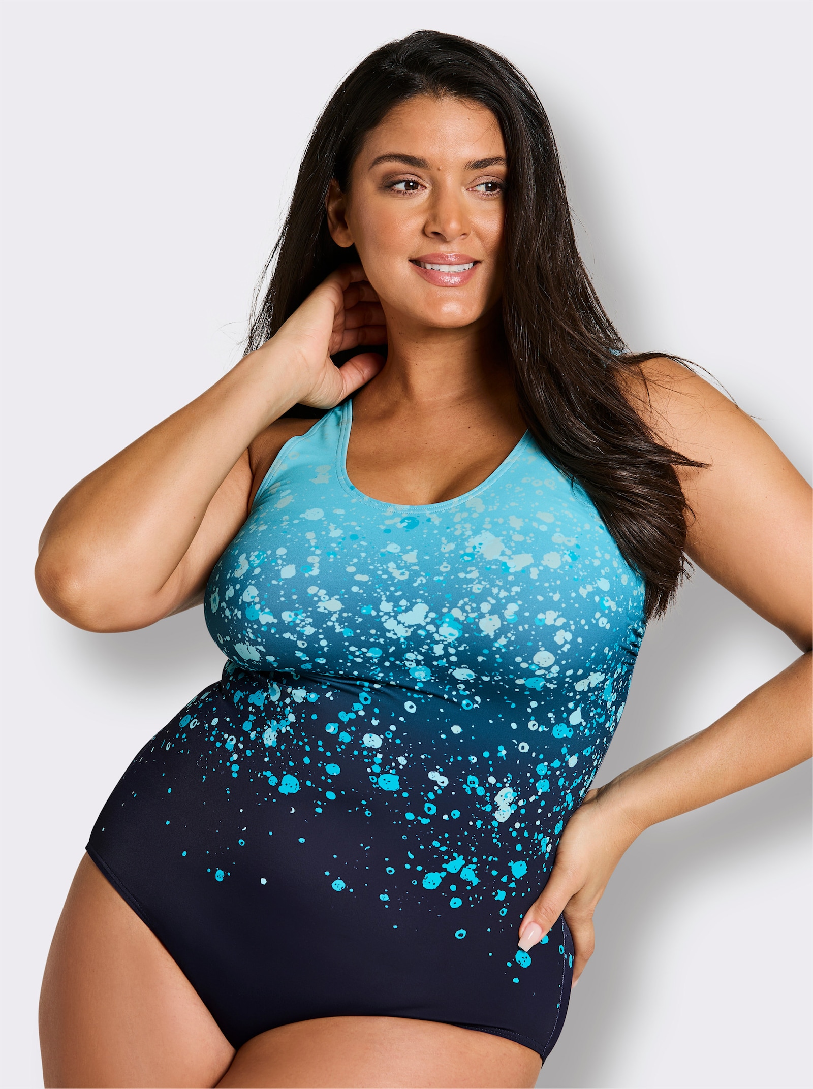 feel good Badeanzug mit Farbverlauf - marine-türkis-bedruckt