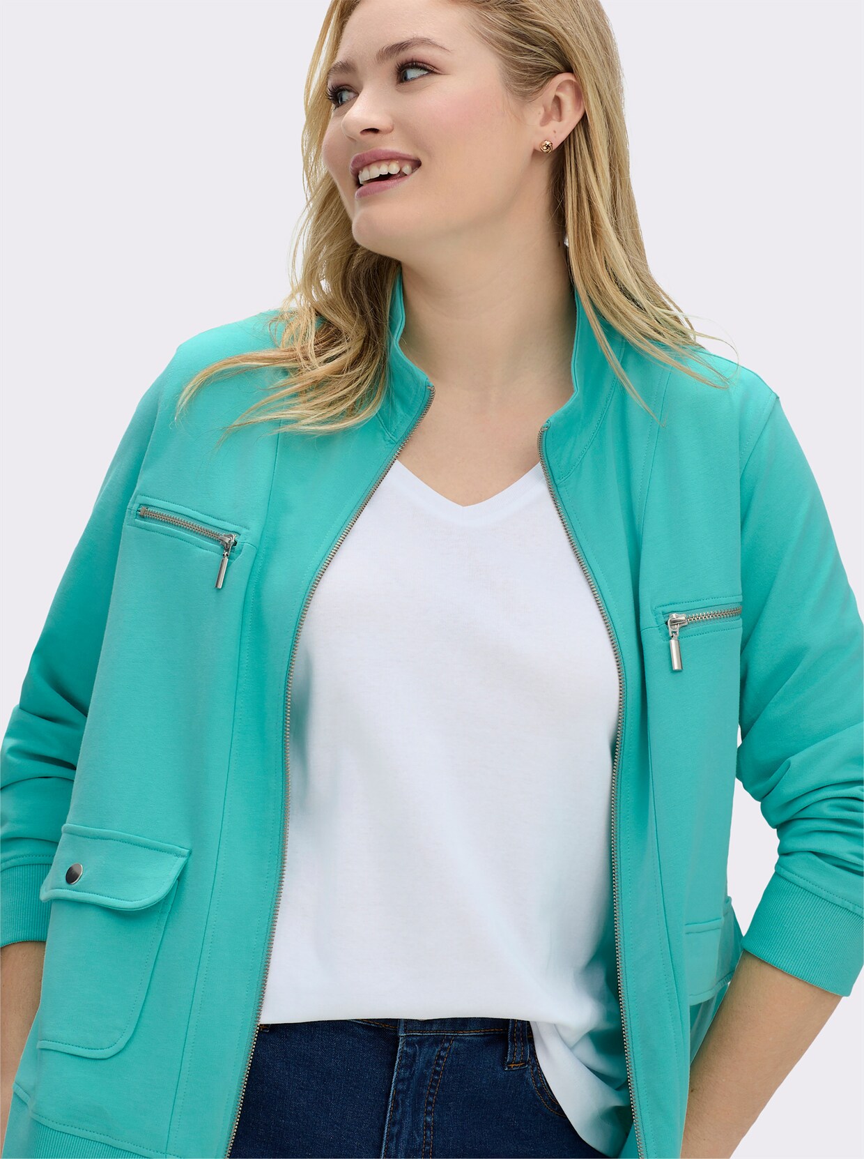 Shirtjacke aus reiner Baumwolle - aqua