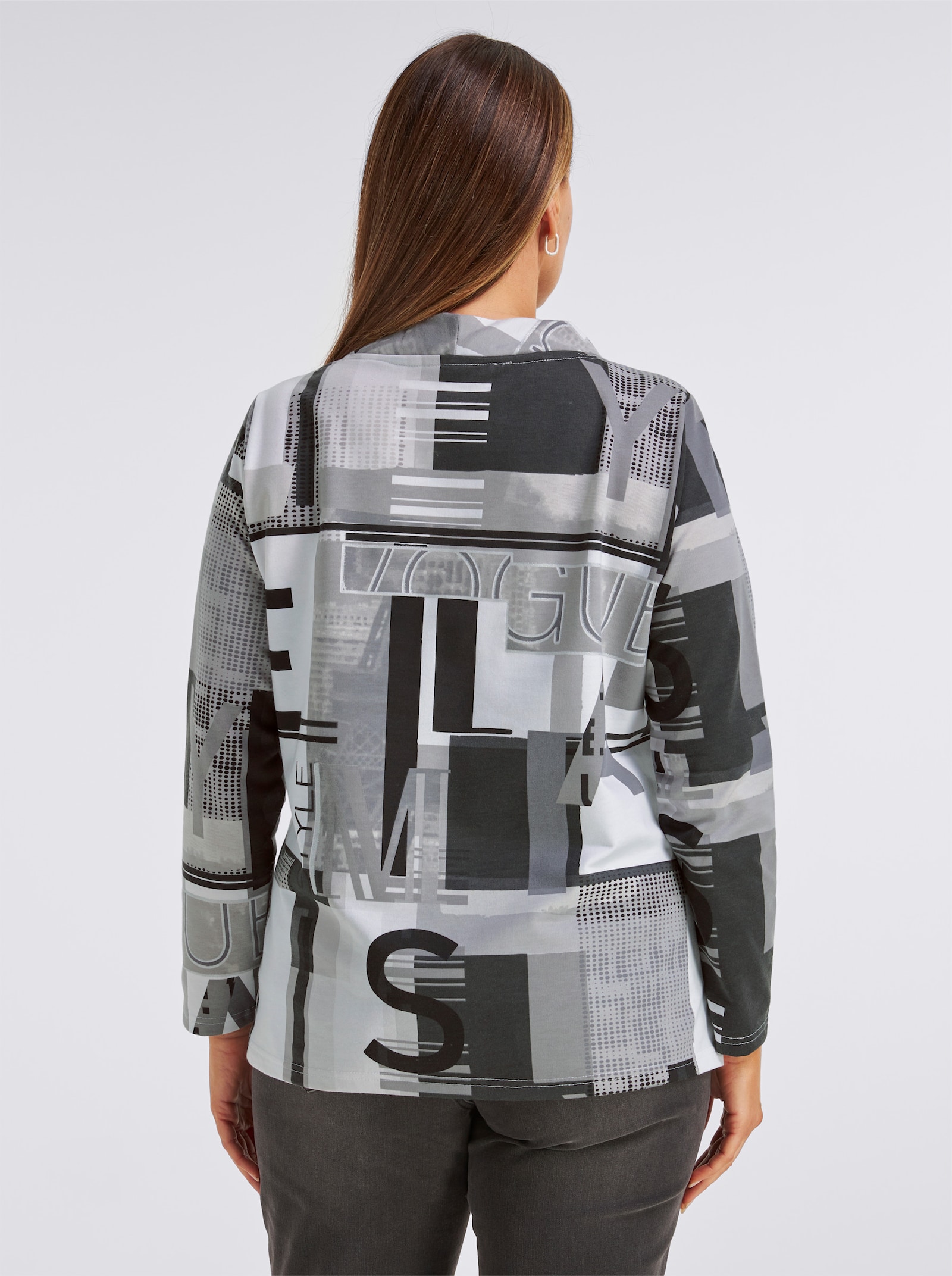 Sweatshirt mit Buchstaben-Print - schwarz-ecru