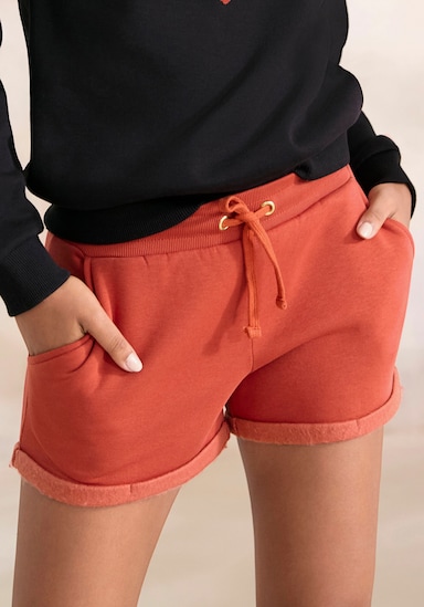 LASCANA Short en matière sweat - marron rouge