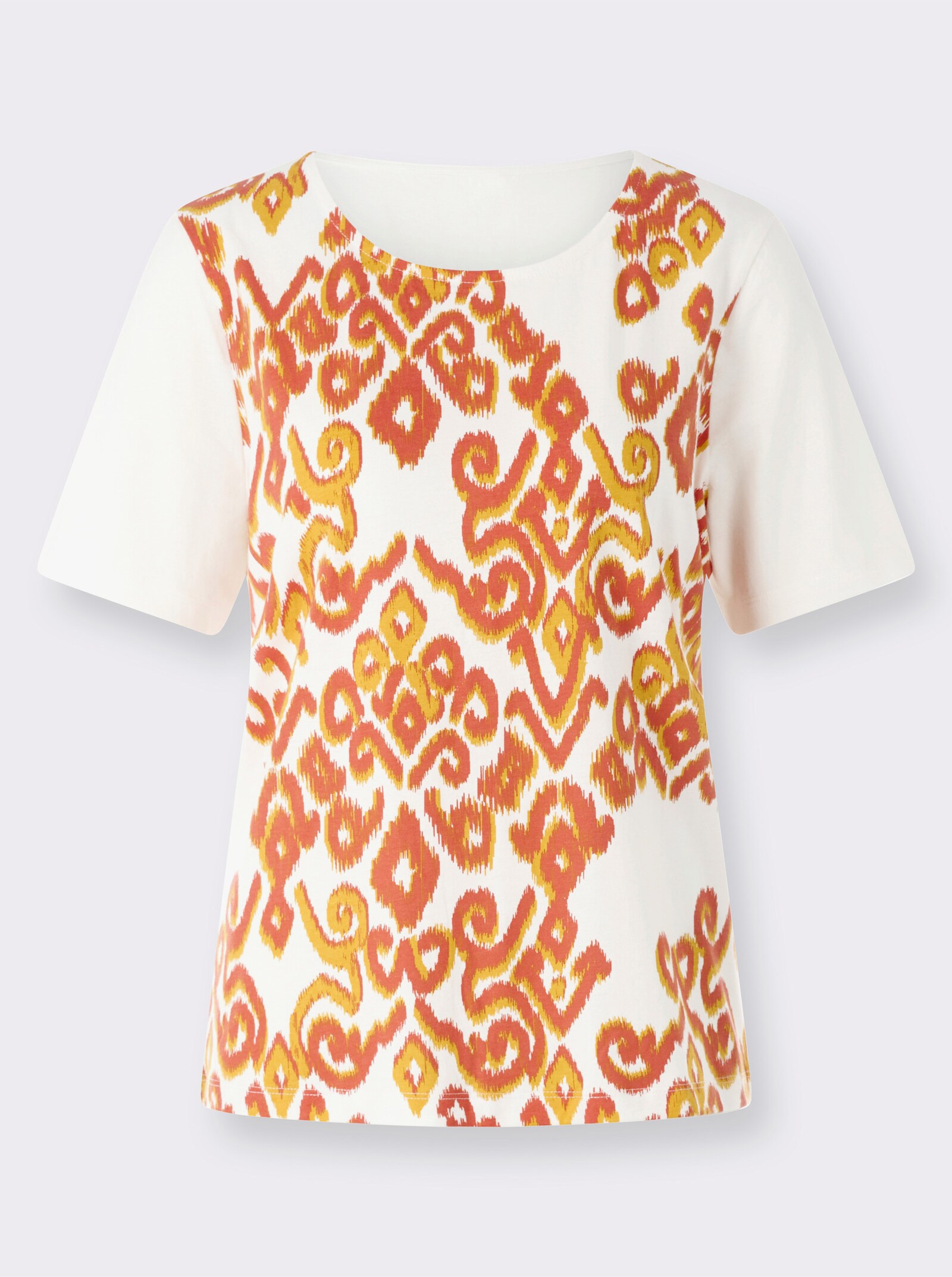 Shirt met korte mouwen en op dessin geplaatste print - ecru/oker bedrukt