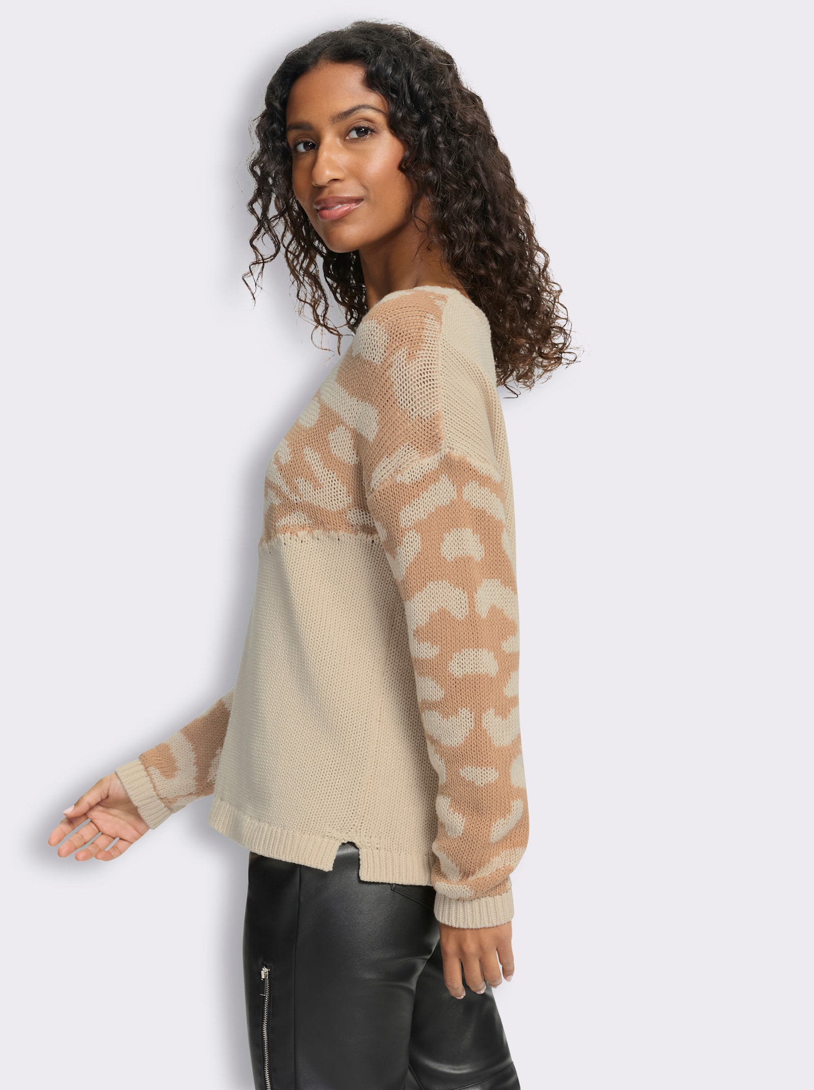heine Pullover mit Animal-Dessin - sand-camel-gemustert