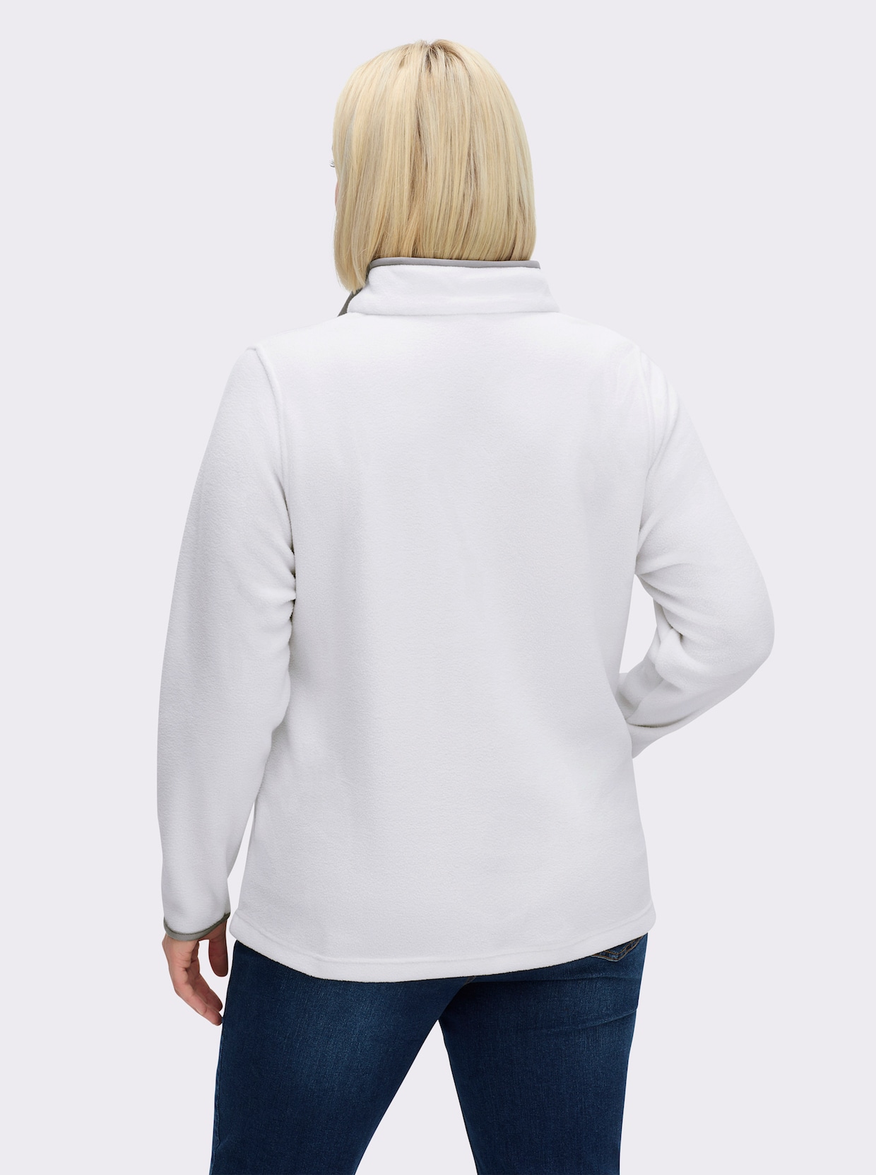 Fleeceshirt mit Stehkragen - ecru