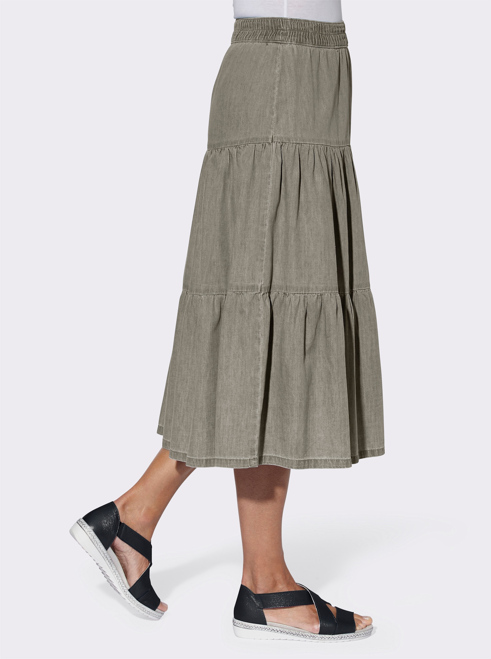 Jeansrock in Stufenform - grey denim