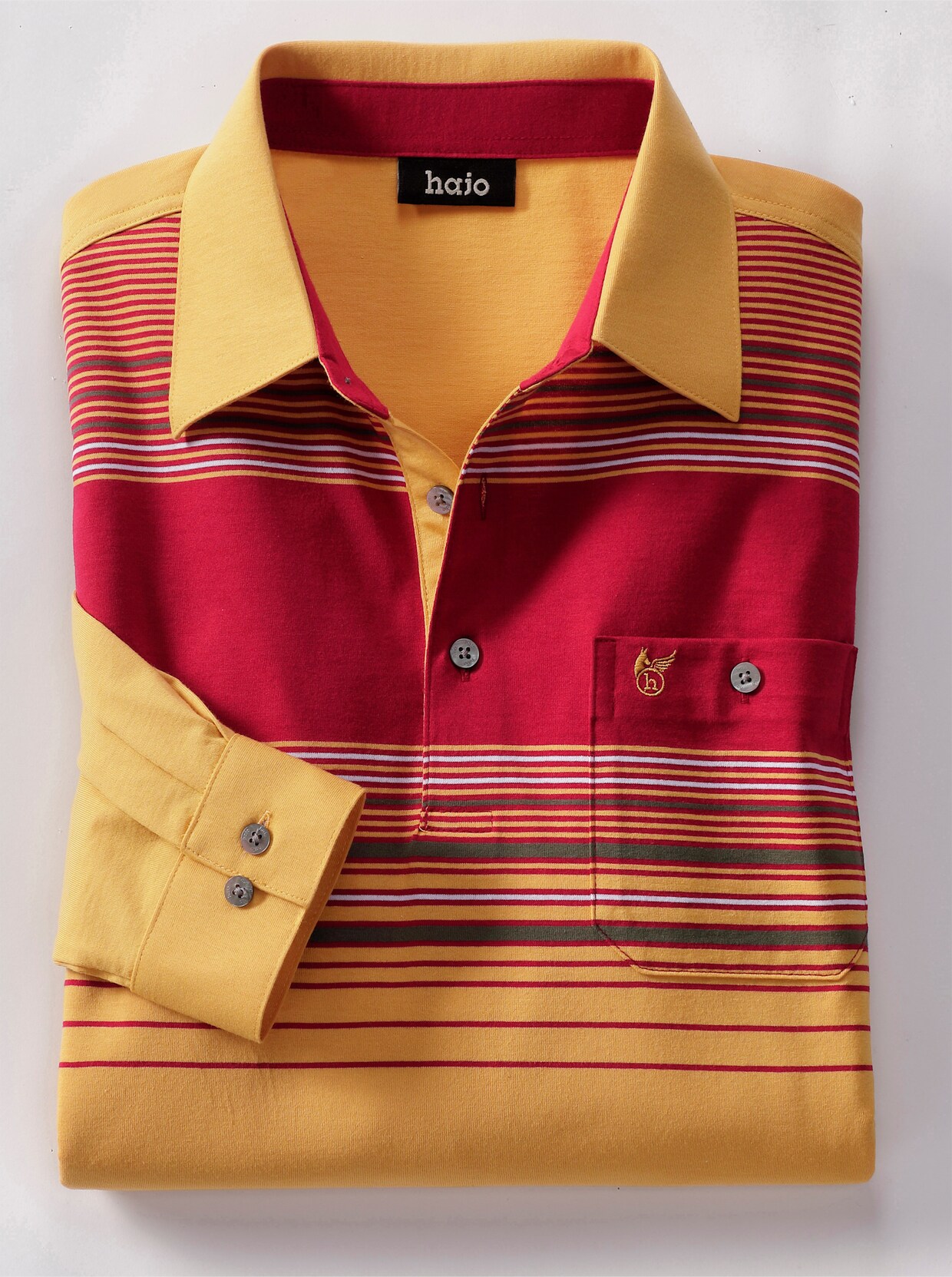 Langarm-Poloshirt - ocker