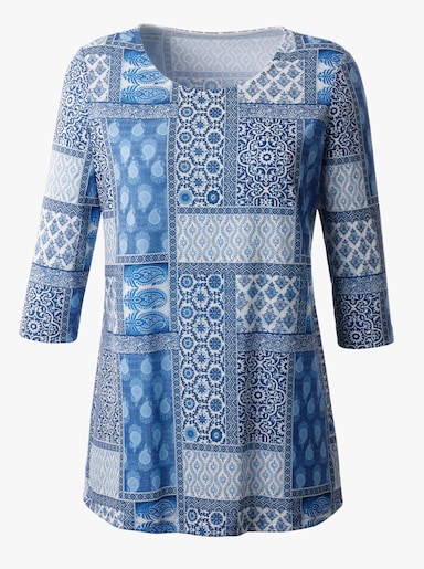 Print-Shirt - blau-gemustert