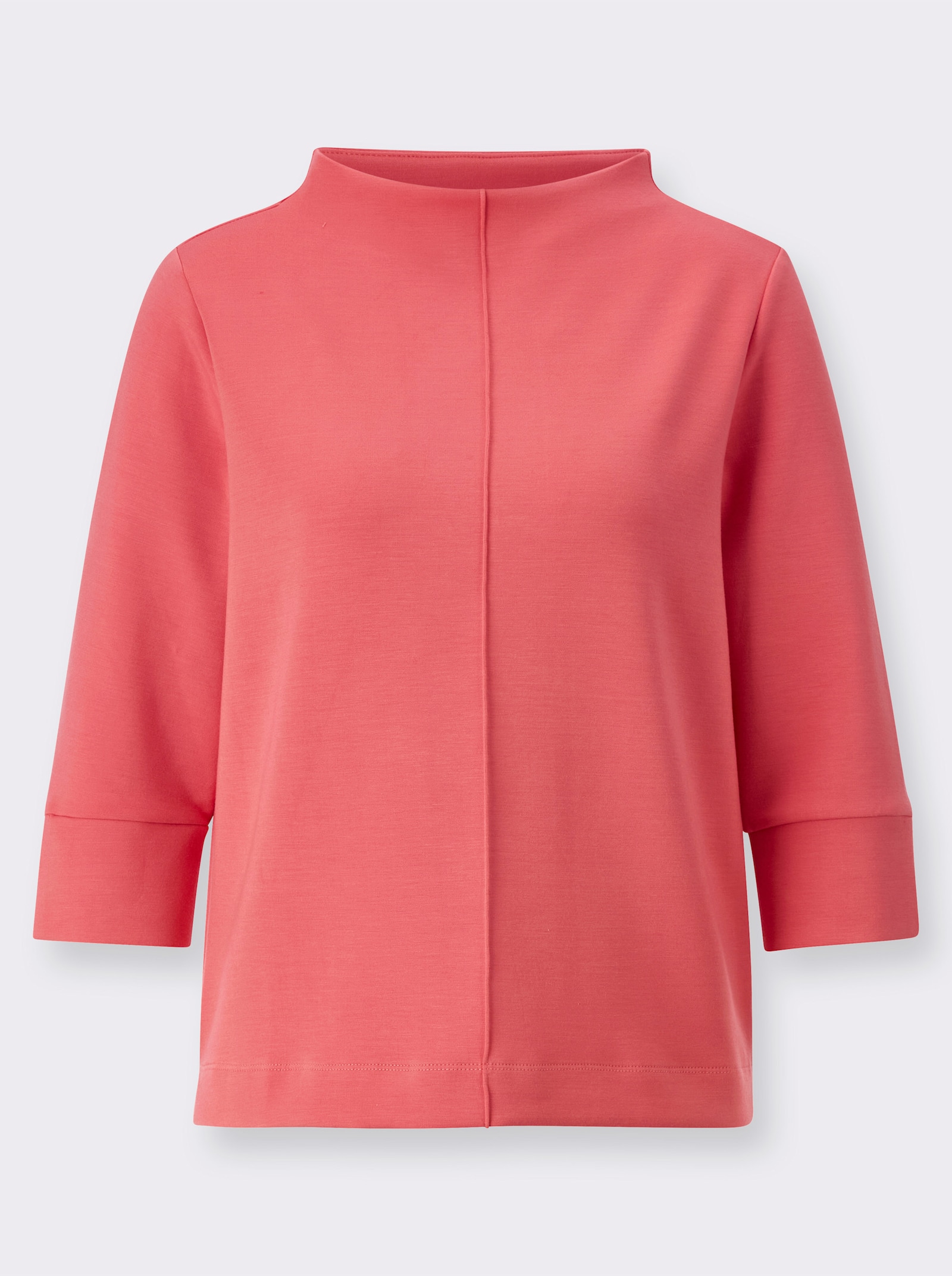 Stehkragenshirt mit 3/4-Ärmeln - koralle