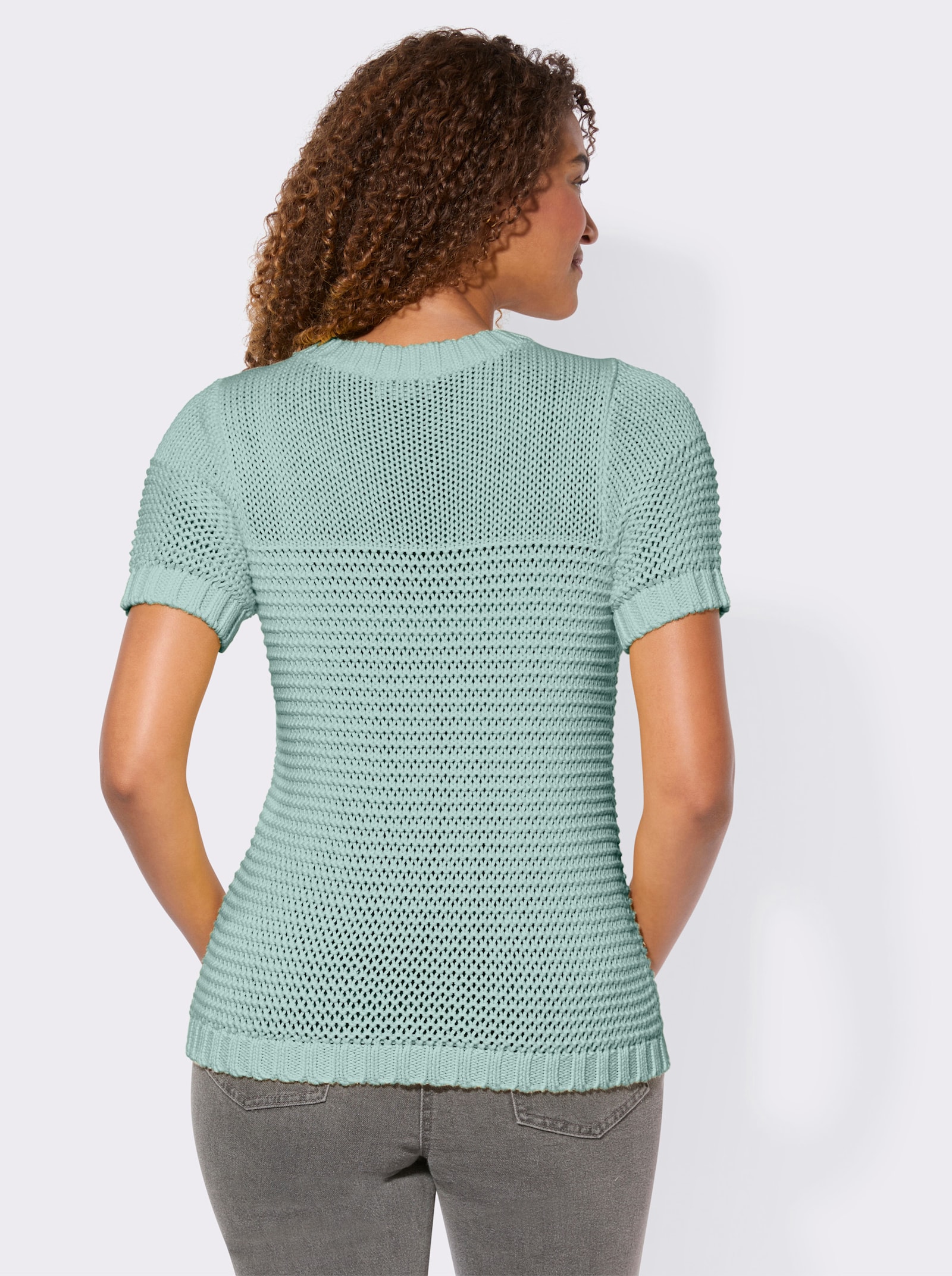 Kurzarmpullover mit Fantasiemuster - zartmint
