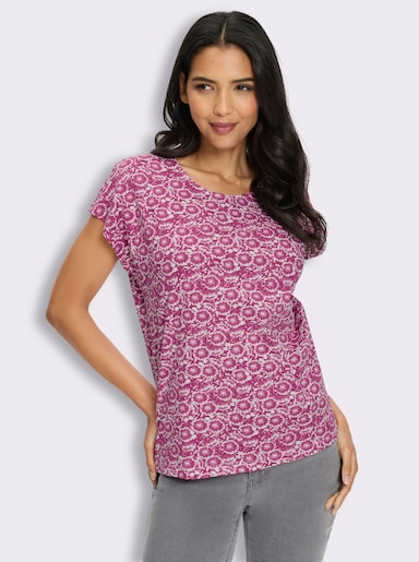 Kurzarmshirt mit Blumen-Druck - erika-ecru-bedruckt