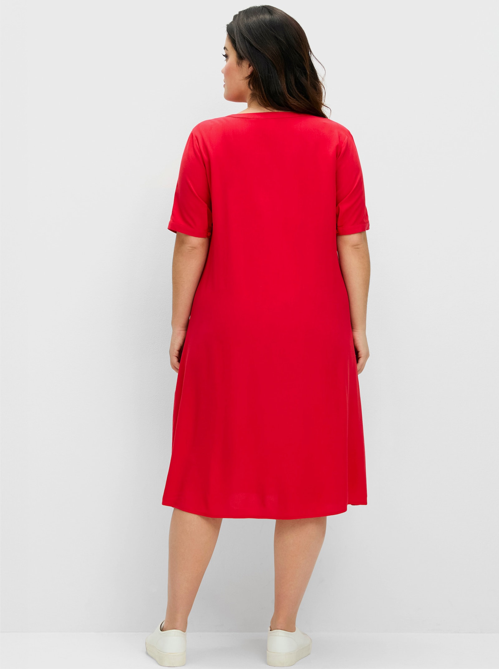 sheego Luftiges A-Linien-Kleid aus leichter Viskose - erdbeere