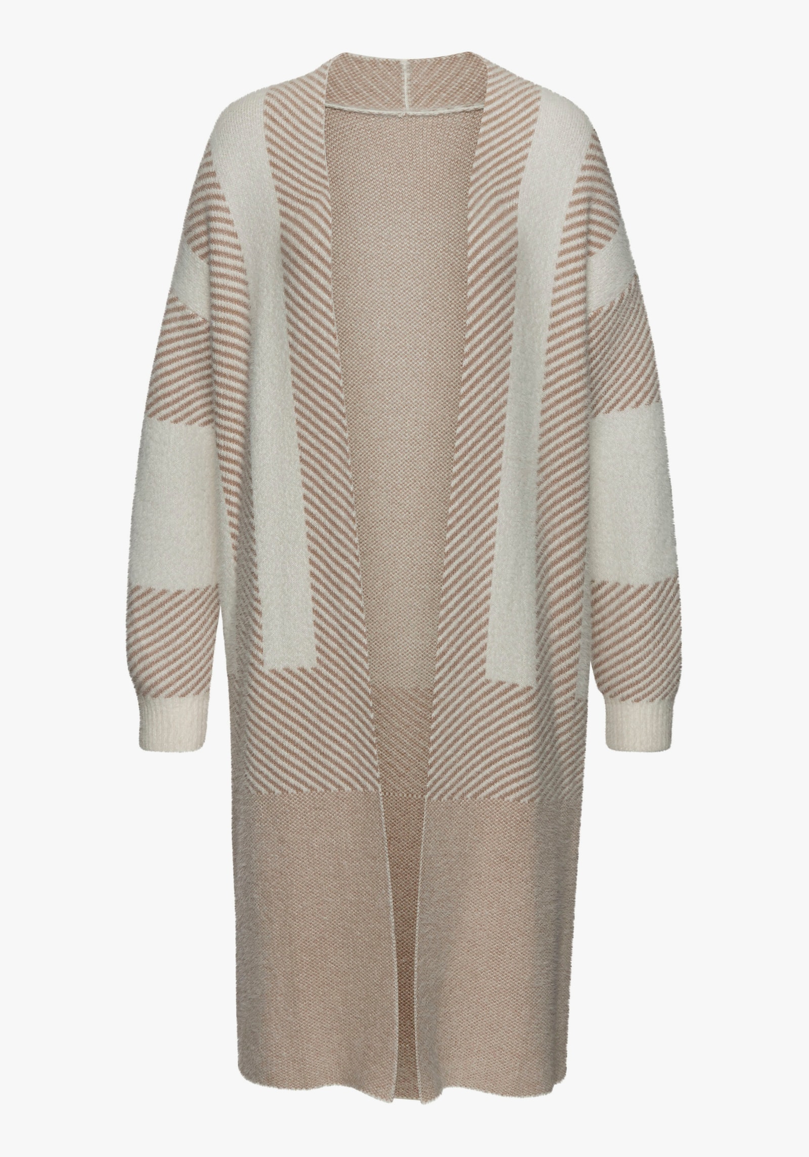 LASCANA Lang gebreid vest - crème/beige