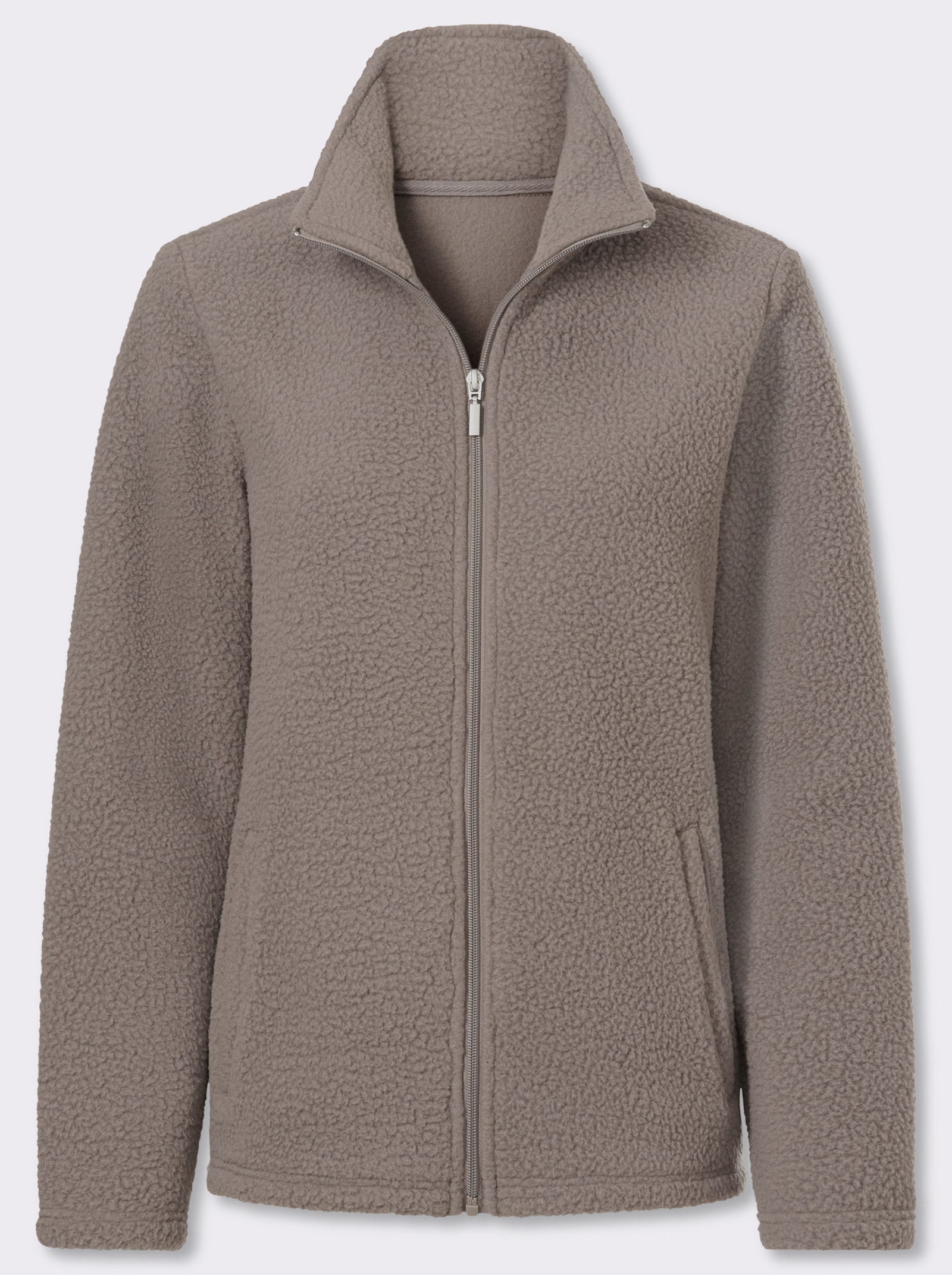 Fleecejacke mit Stehkragen - taupe