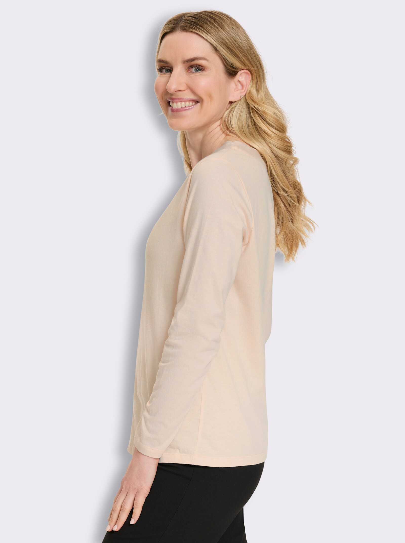 Langarmshirt mit Knoten-Detail - elfenbein