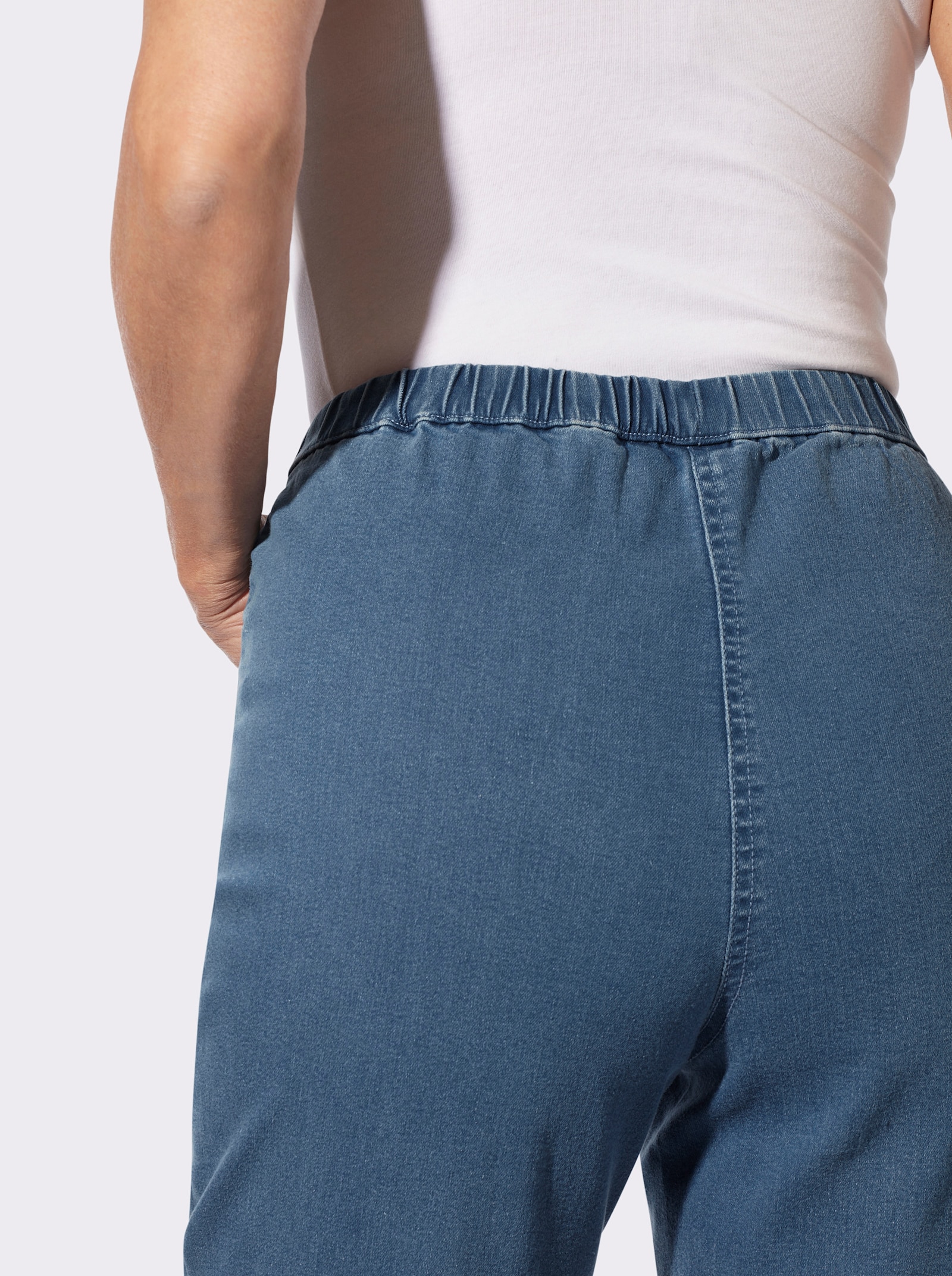 Schlupfjeans mit Stickerei - blue-bleached