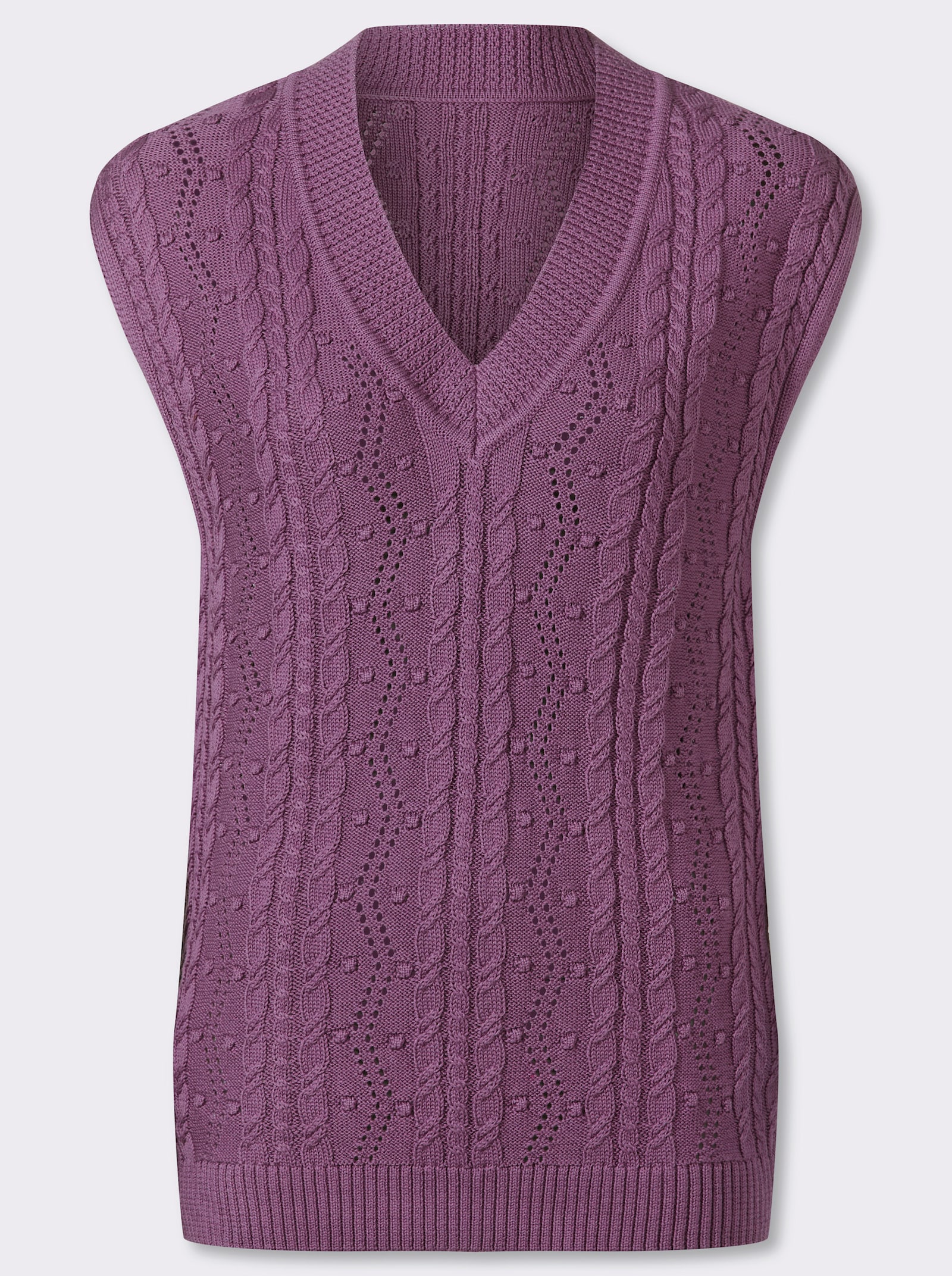 Pullunder mit Strickmuster-Mix - violett
