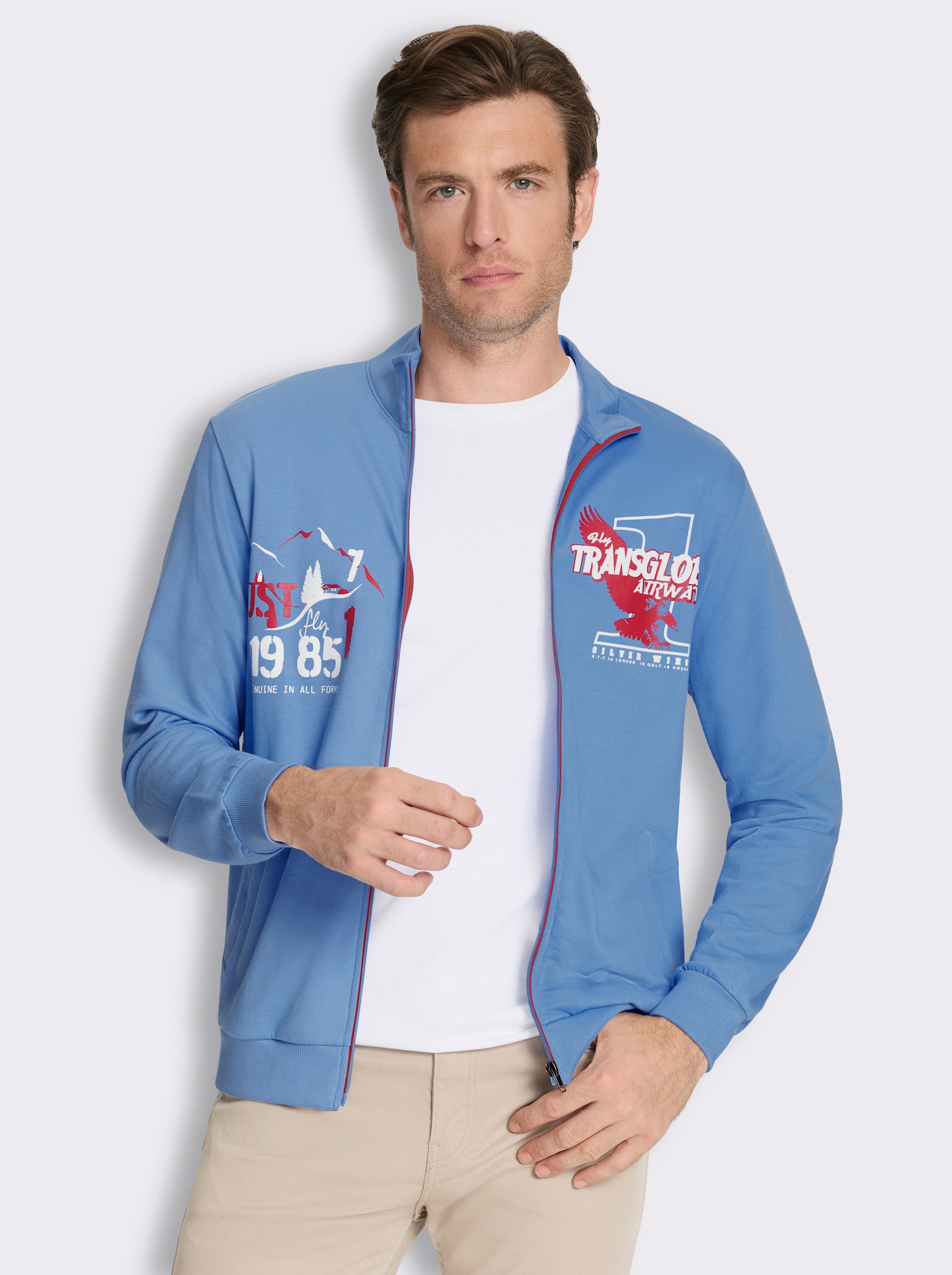 Shirtjacke mit Prints - himmelblau