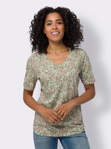Kurzarmshirt - eucalyptus-rosenquarz-bedruckt