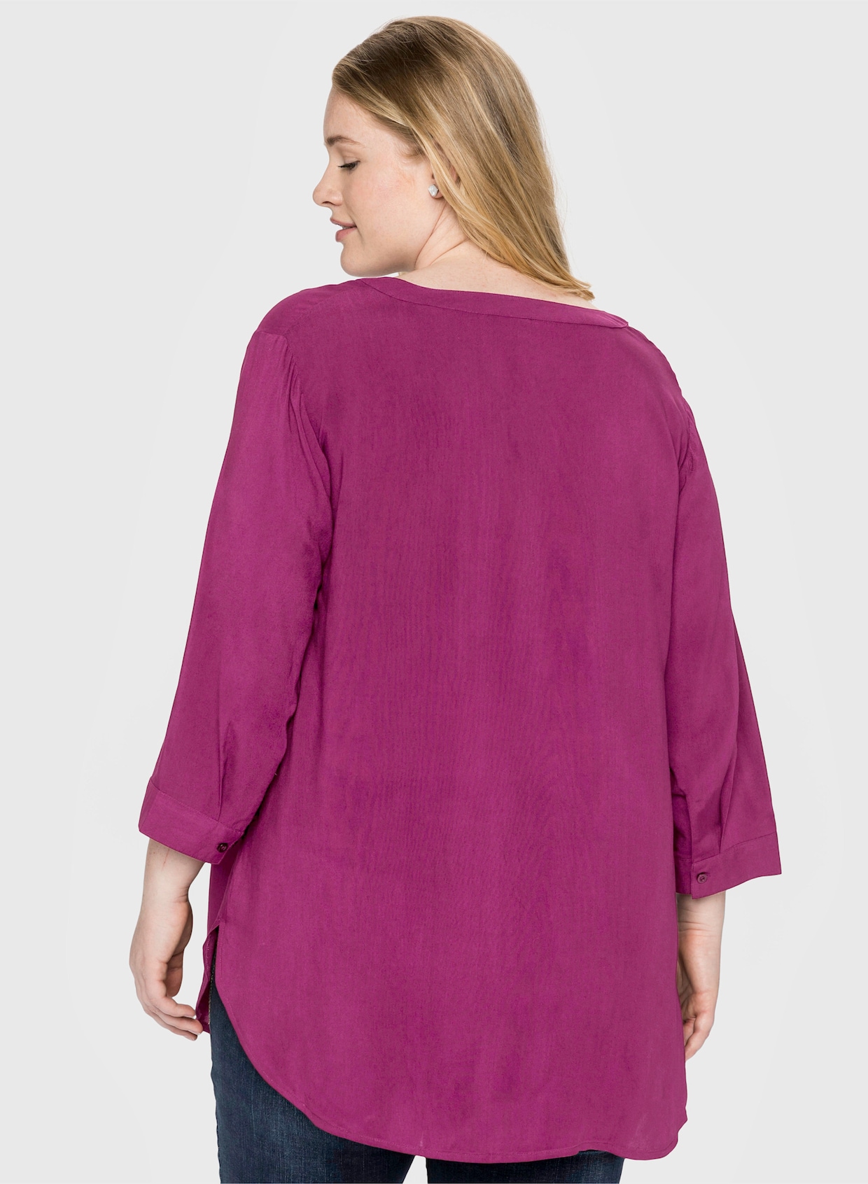 sheego Tunika mit dekorativer Falte - magenta