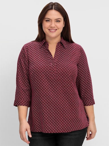 sheego Tuniek met grafische print rondom - wijnrood gedessineerd