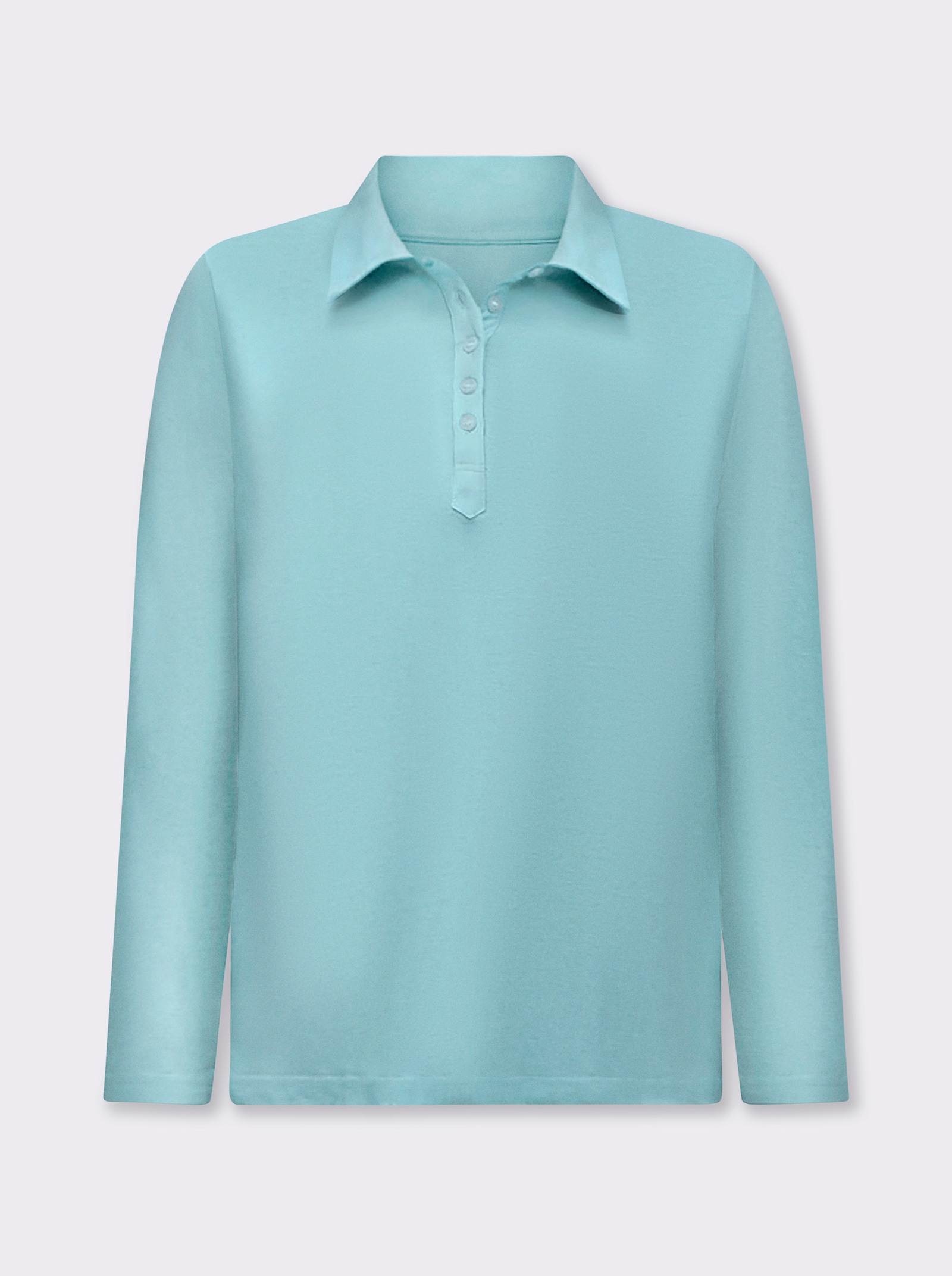 Langarm-Poloshirt in reiner Baumwoll-Qualität - türkis