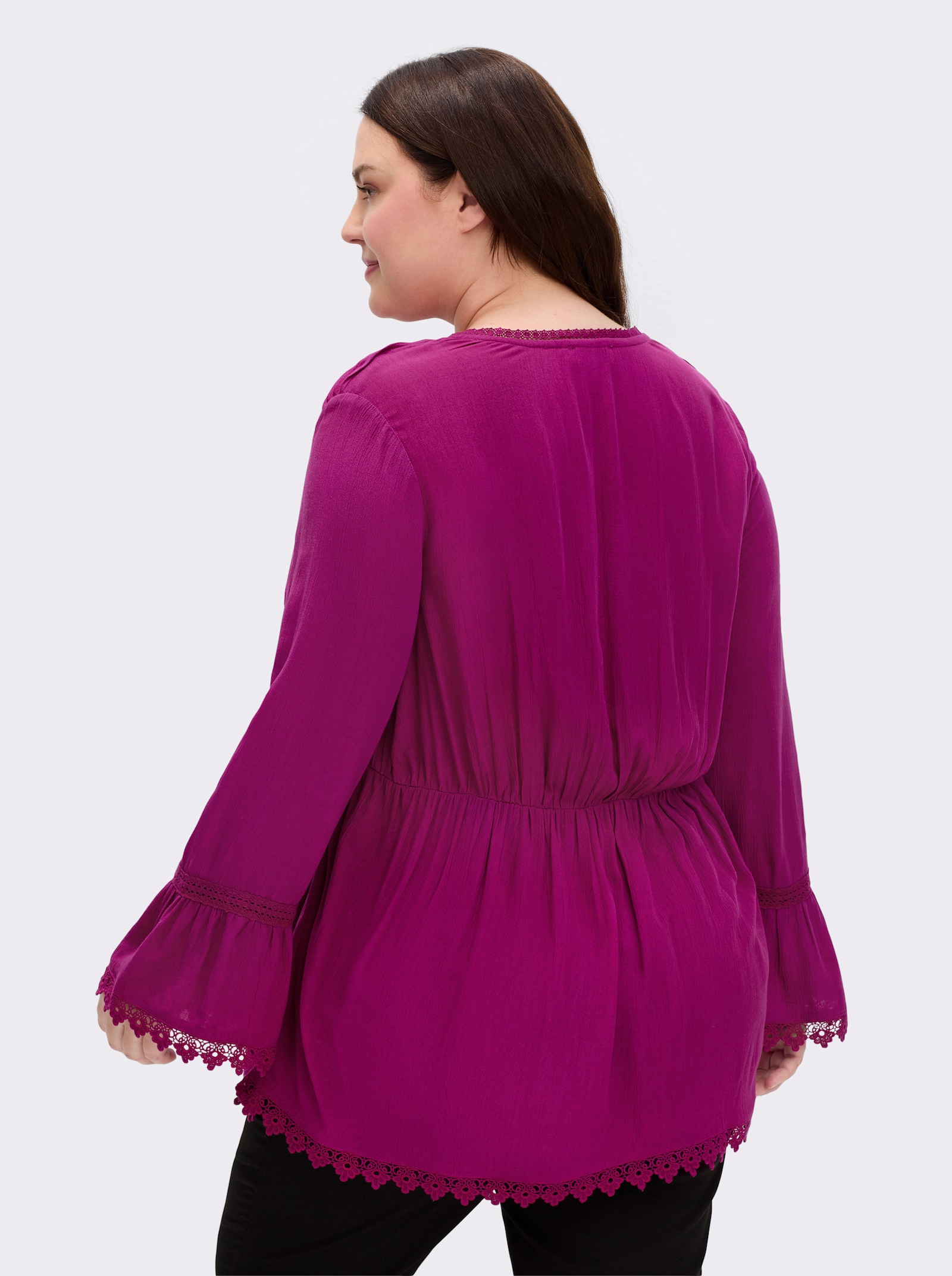 sheego by Joe Browns Tunika mit Stickereien und Spitze - magenta