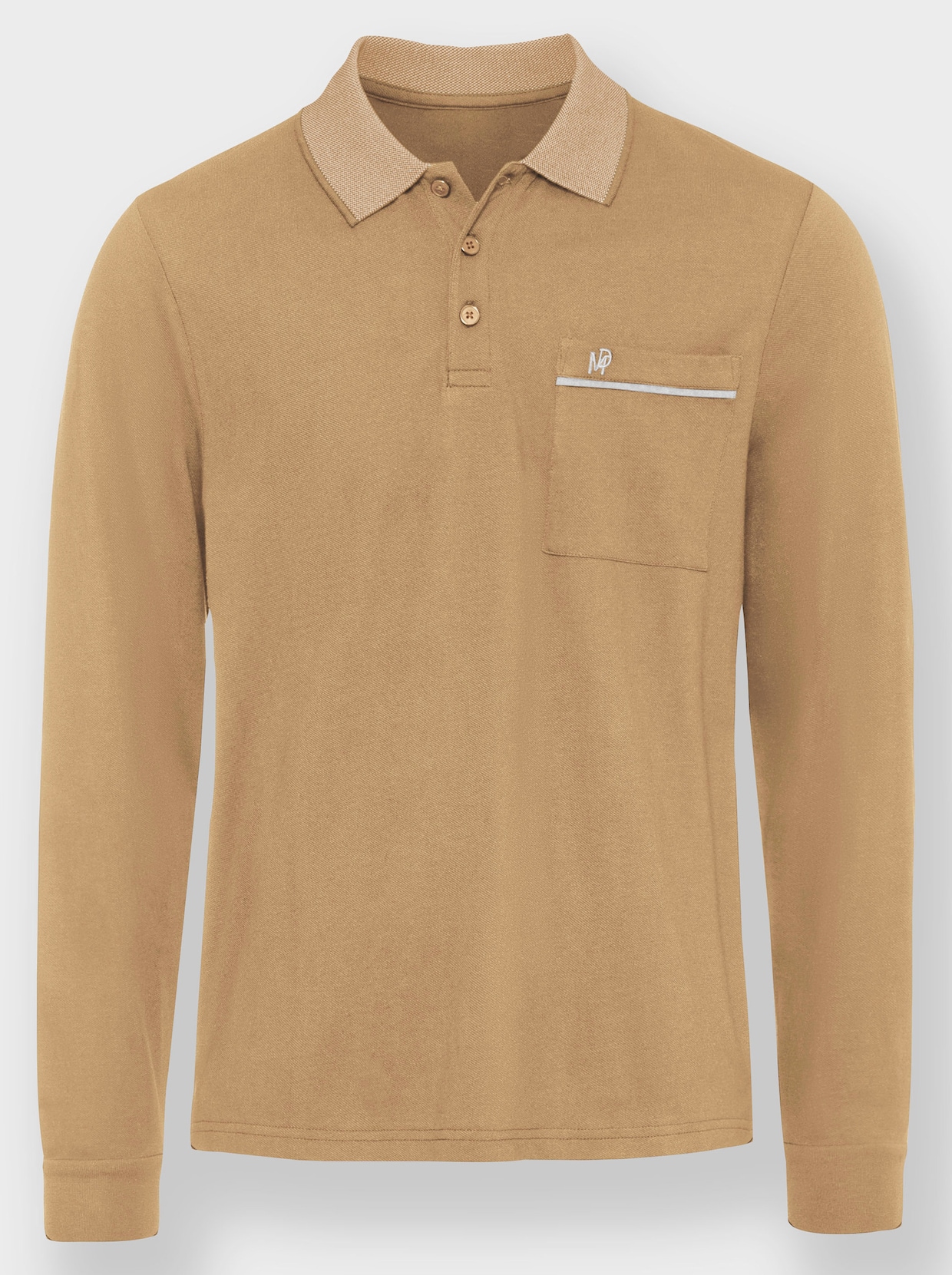 Marco Donati Poloshirt met lange mouwen - camel