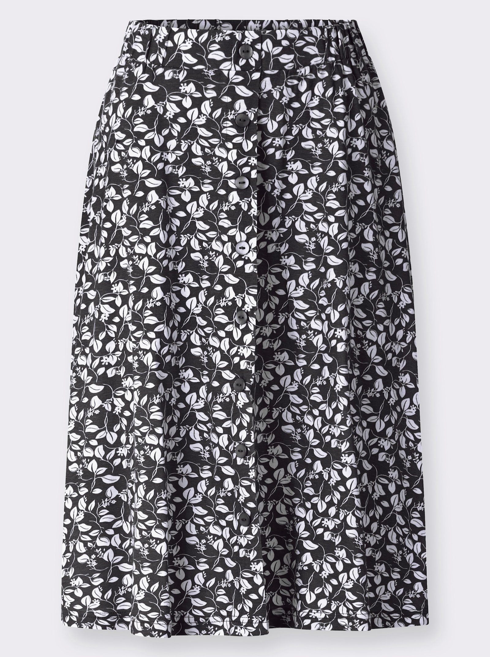 Schlupfrock mit imitierter Knopfleiste - schwarz-weiß-bedruckt
