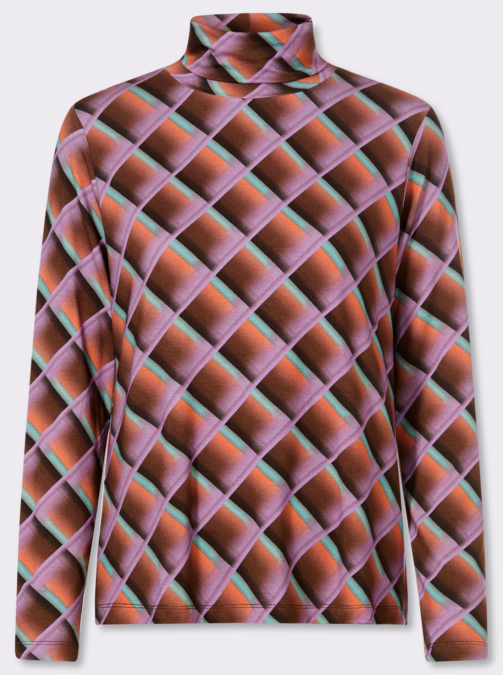 heine Rollkragenshirt mit Grafik-Dessin - lavendel-schoko-bedruckt