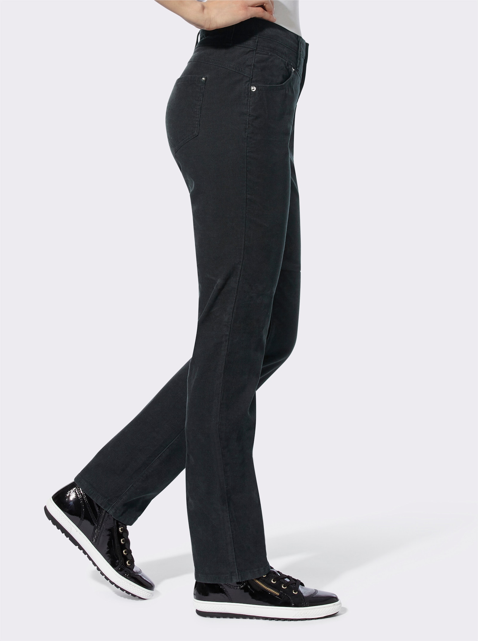 heine Ribcordbroek met stretch - zwart