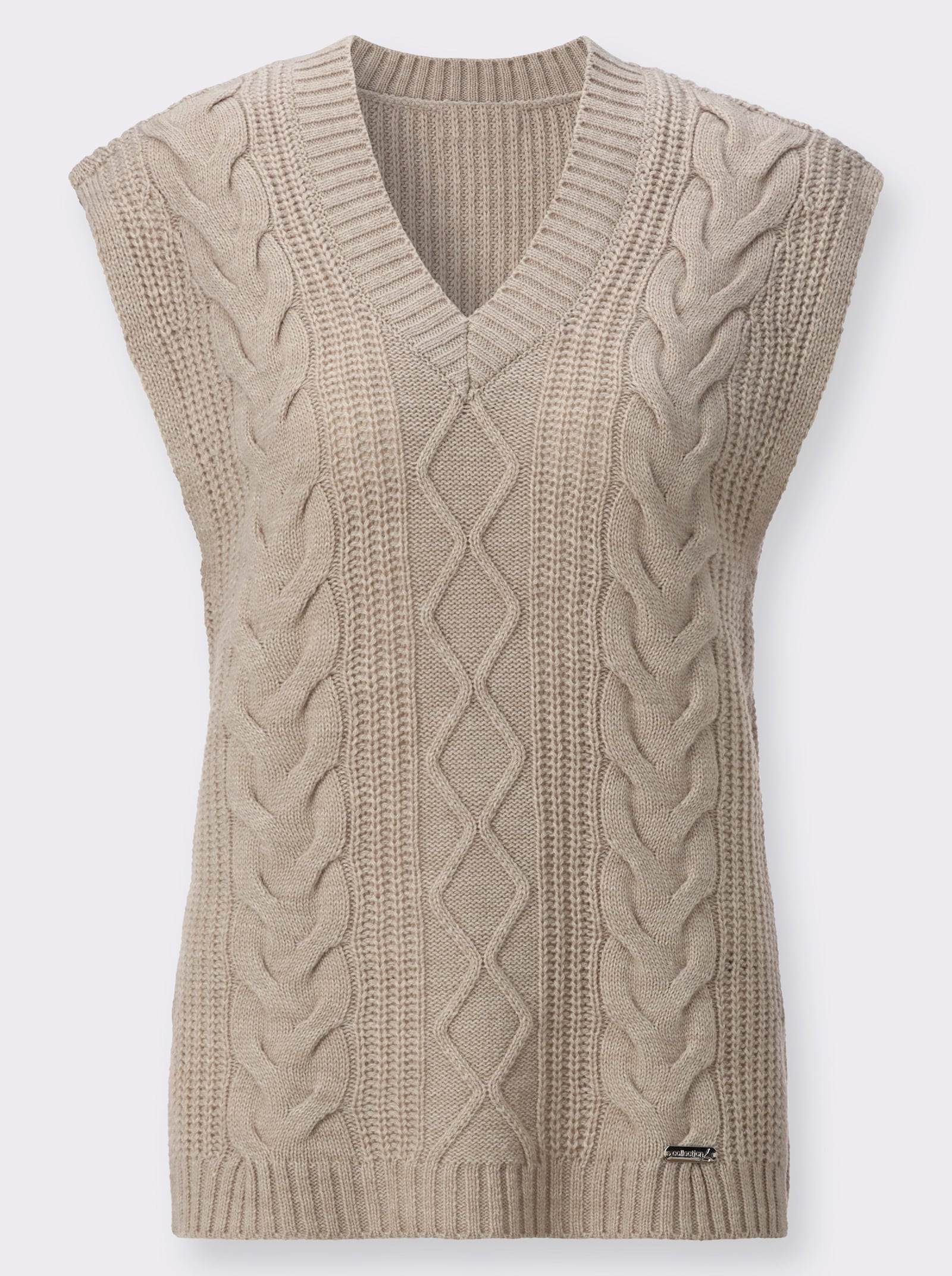 Pullunder mit großzügigem V-Ausschnitt - sand-meliert