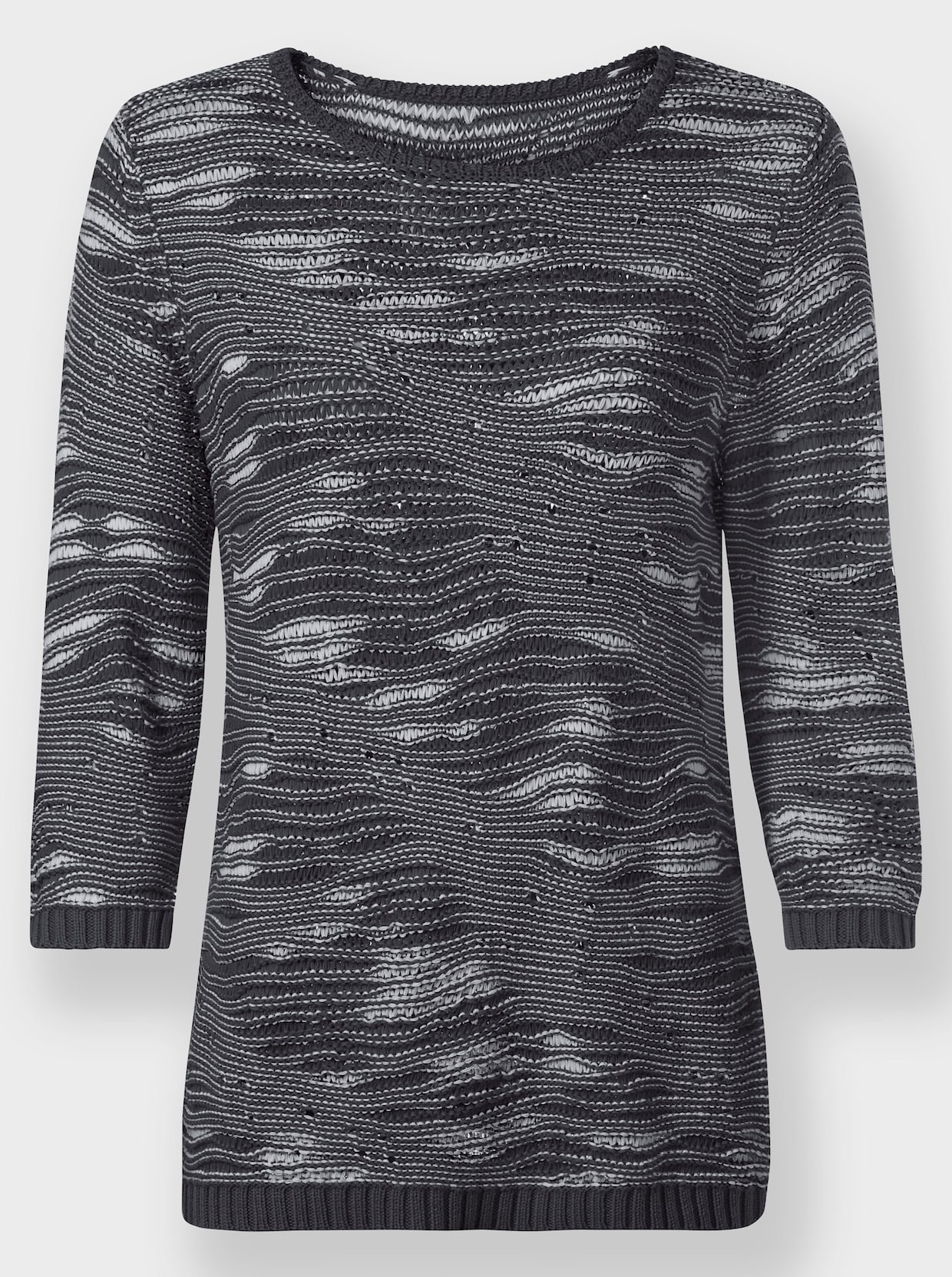 3/4 Arm-Pullover - schwarz-gemustert