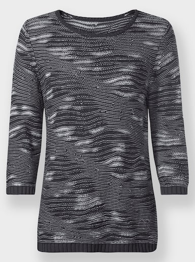 3/4 Arm-Pullover - schwarz-gemustert
