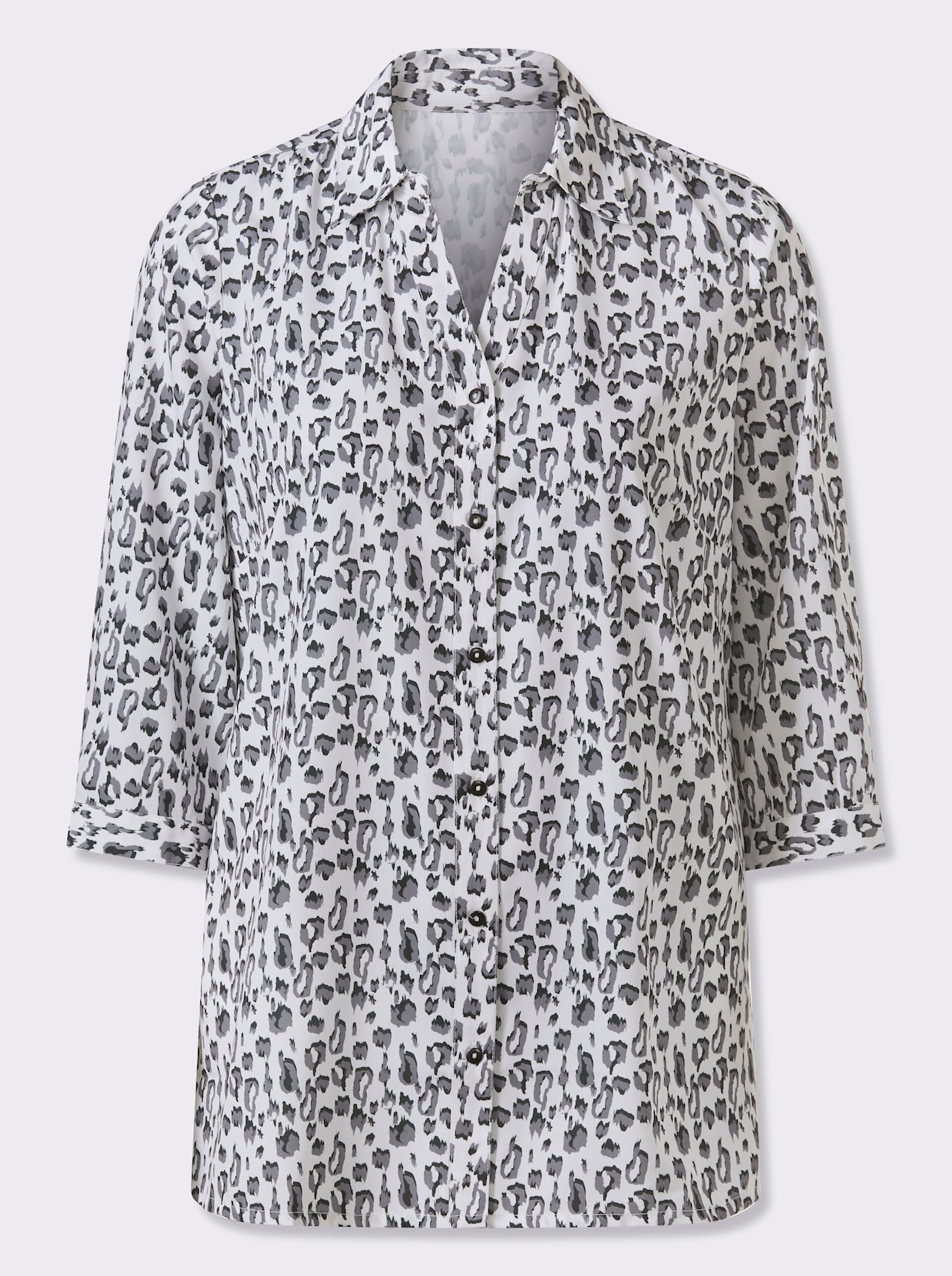 Dlhá blúzka - Svetlobéžovo-grafitová potlač