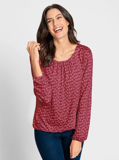 Print-Shirt mit Gummizug an Ärmeln und Saum - kirsche-koralle-bedruckt