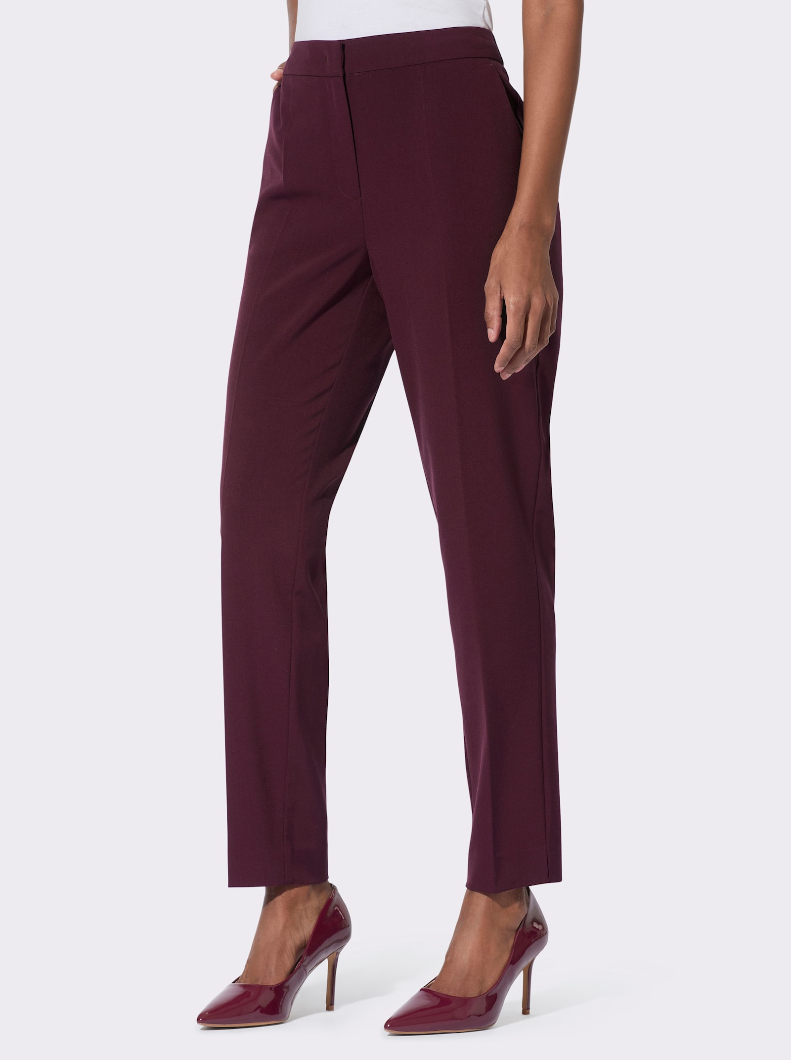 Anzughose mit Bügelfalte - burgund