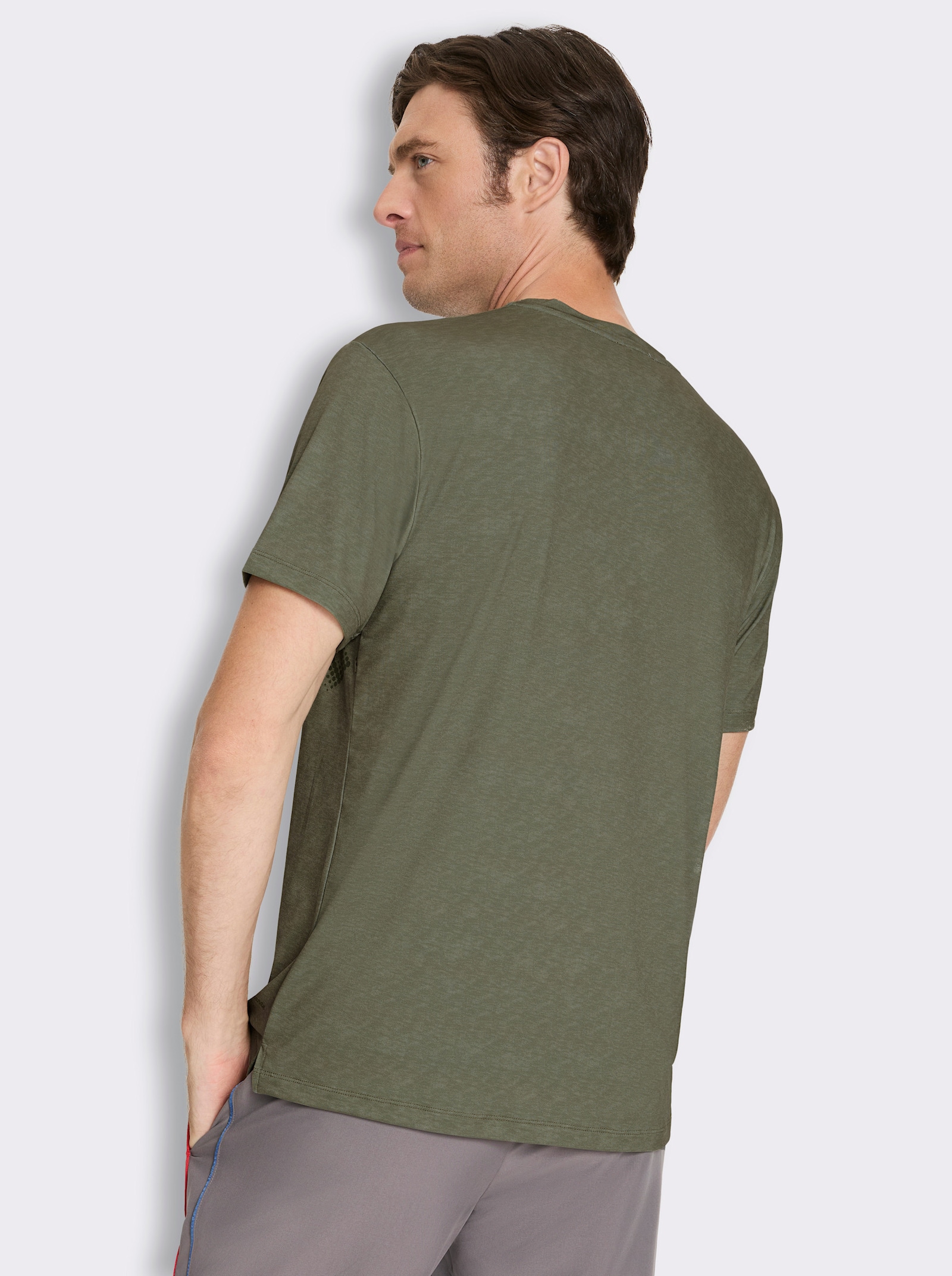 Funktionsshirt mit Seitenschlitzen - khaki-meliert