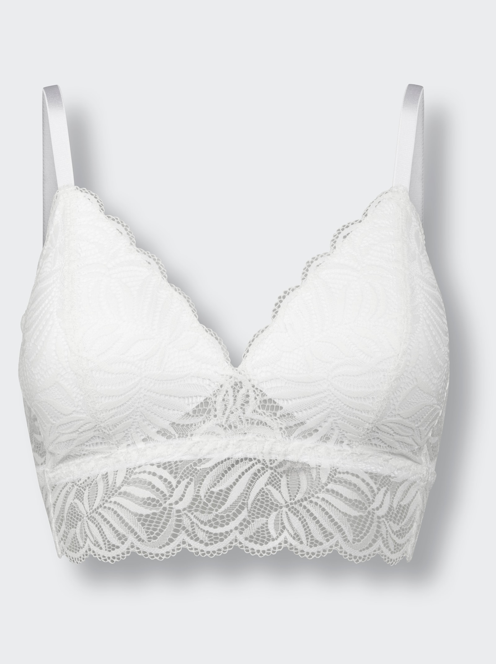 wäschepur Beha met cups zonder beugel, met gebloemd kant rondom - wit