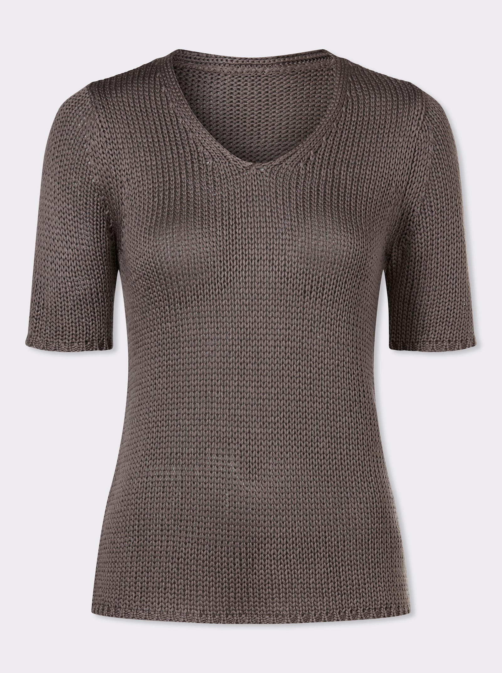 Pull à manches courtes avec fil fantaisie - taupe