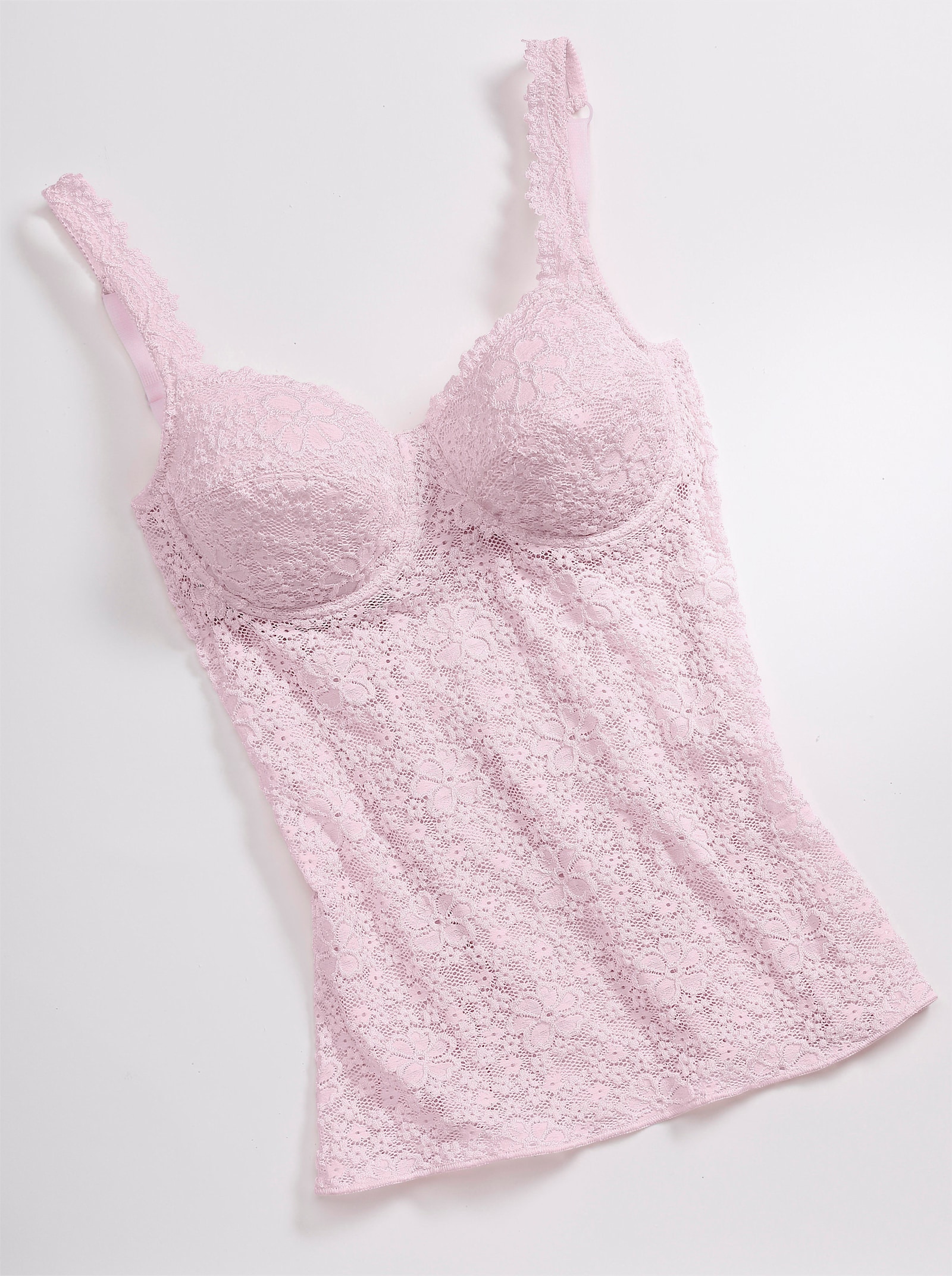 Nina von C. BH-Hemd aus transparenter Spitze vornee - rosé