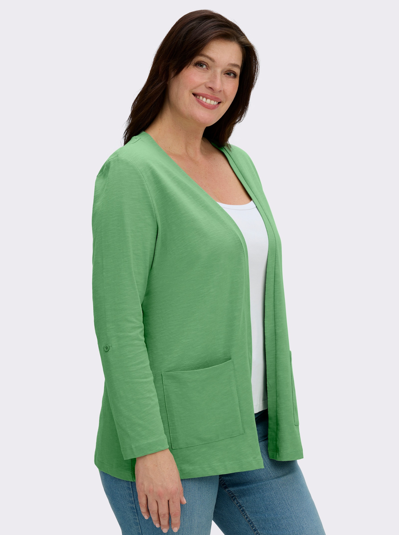 Shirtjacke mit Flammgarn-Struktur - apfel