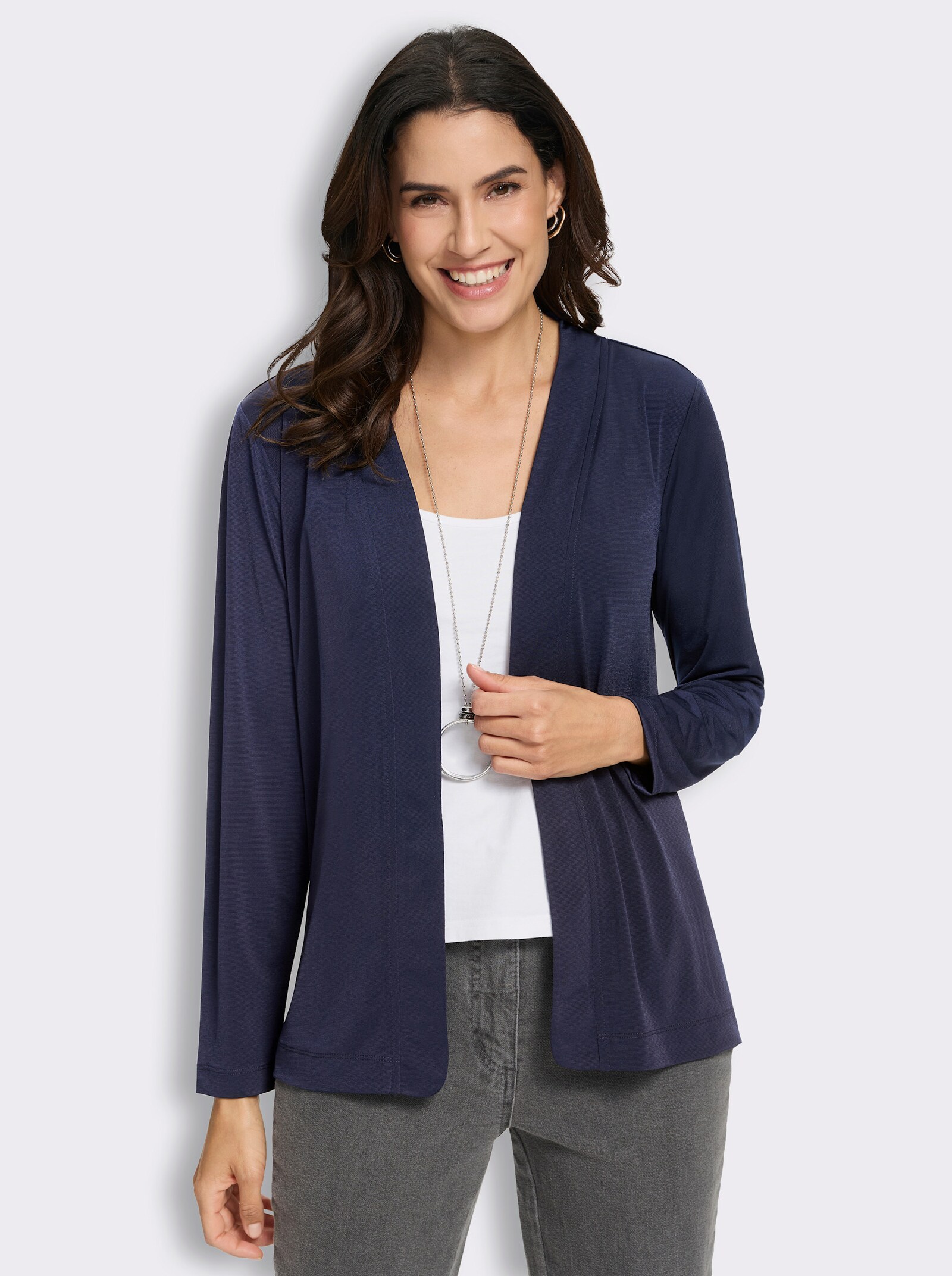 Shirtjacke in offener Form - marine