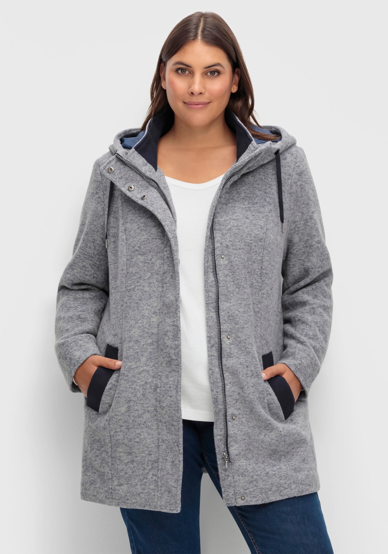 Longjacke - rauchblau-meliert