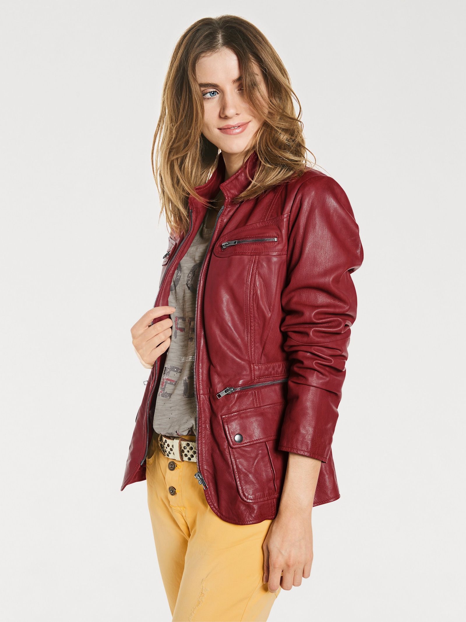 heine Leren jack in used-look - rood