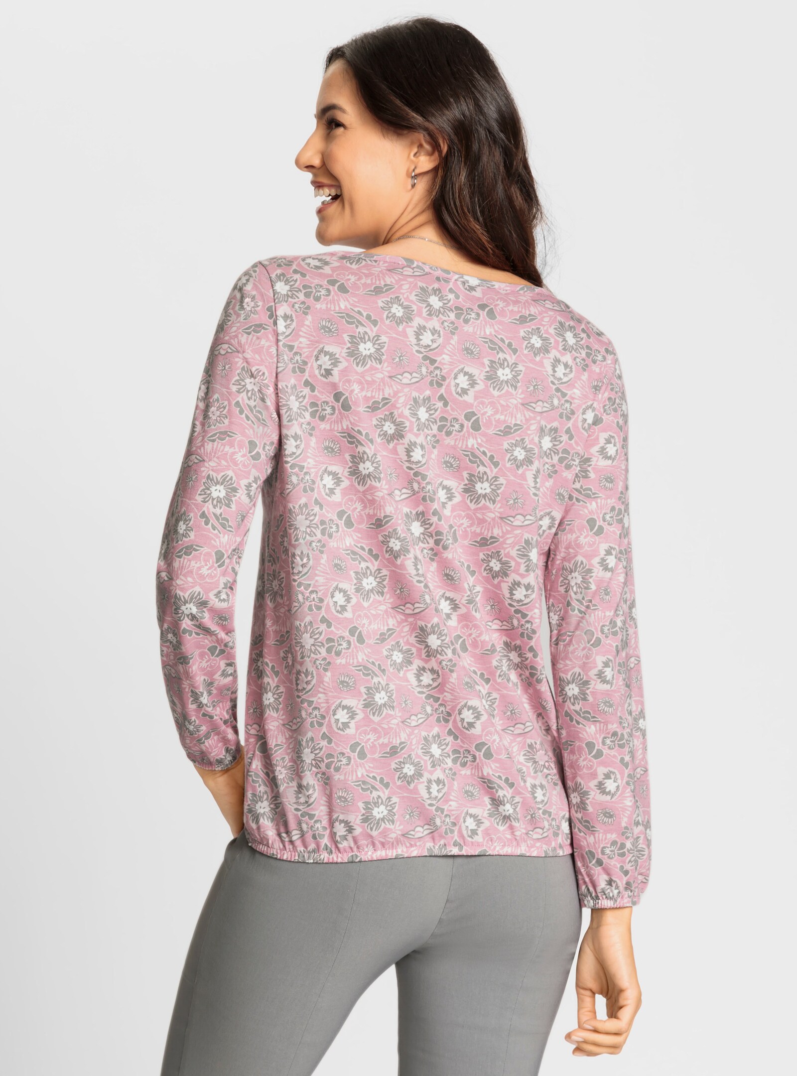 Print-Shirt aus 50% Modal und 50% Baumwolle - hortensie-steingrau-bedruckt