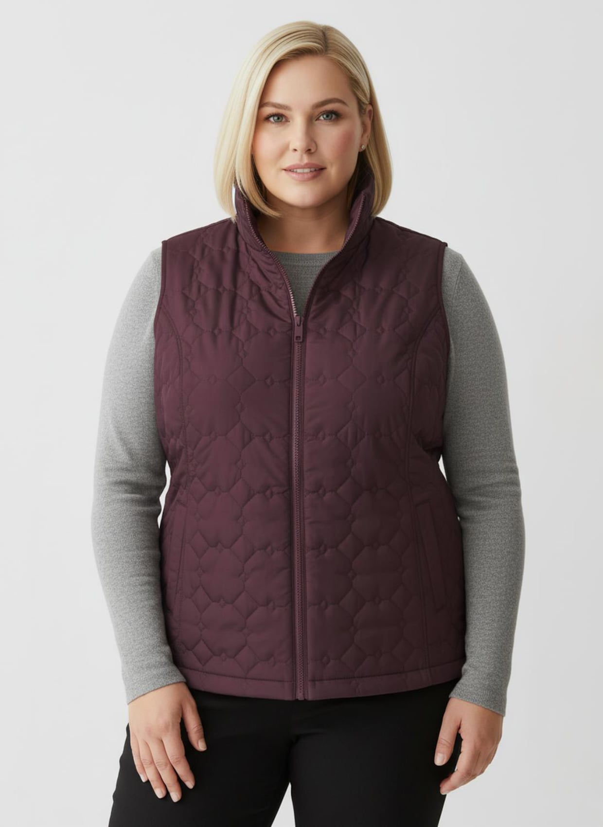 Steppweste mit wärmendem Stehkragen - burgund