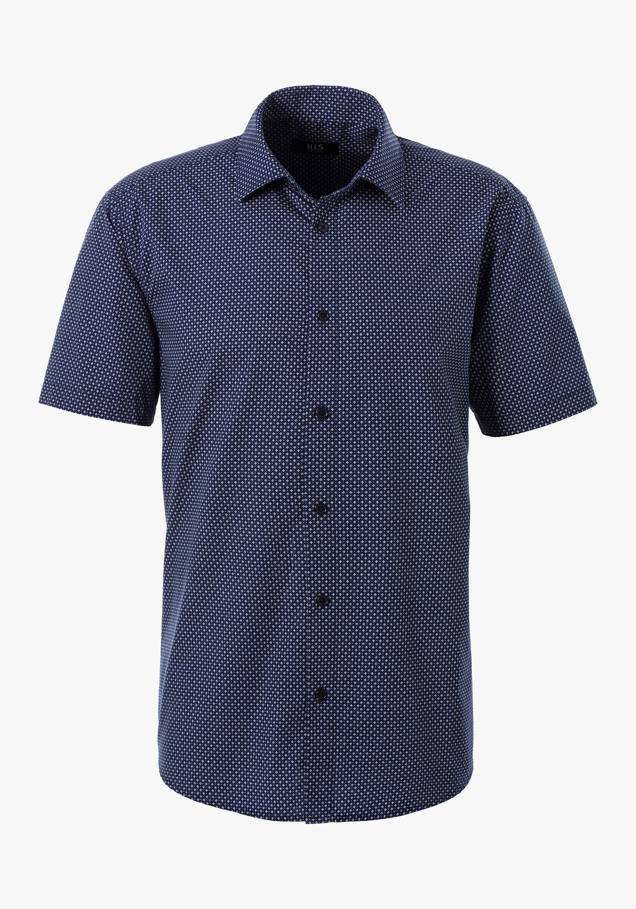 H.I.S Kurzarmhemd - navy-gemustert